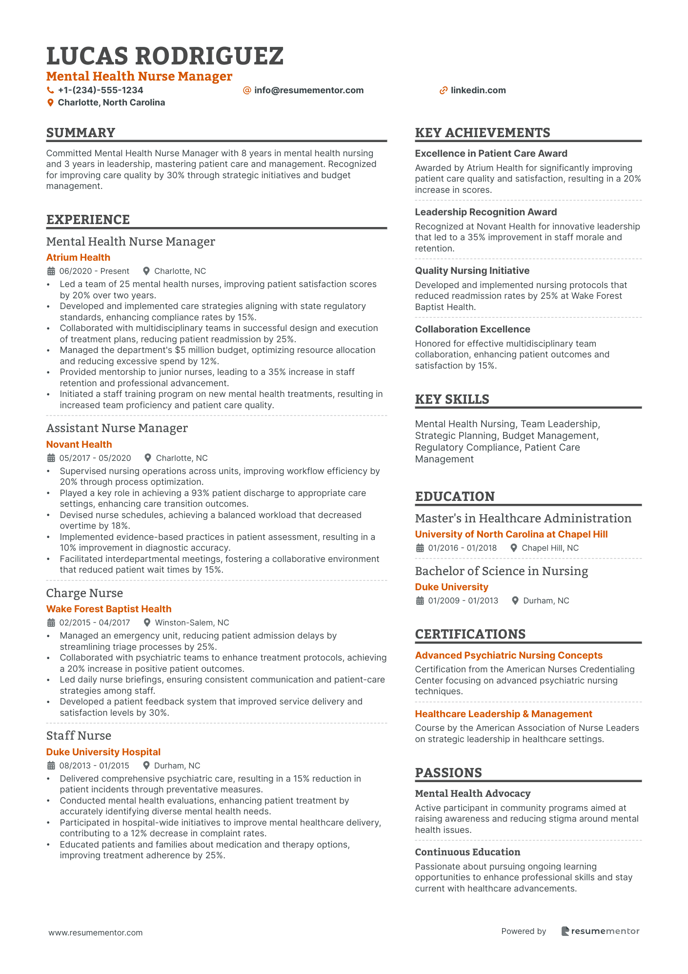 Mental Health Nurse Manager