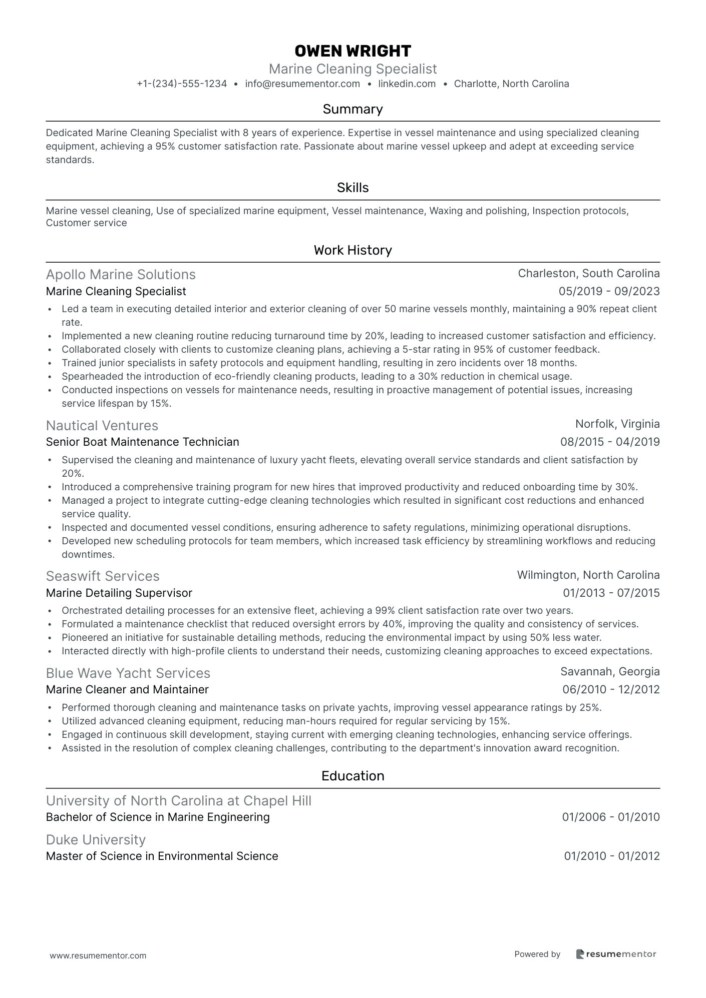 Marine Cleaning Specialist