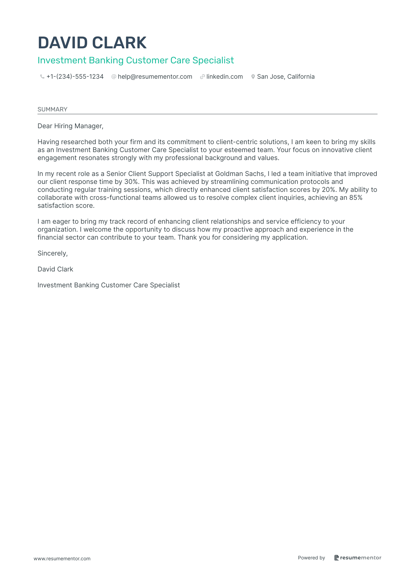 Investment Banking Customer Care Specialist