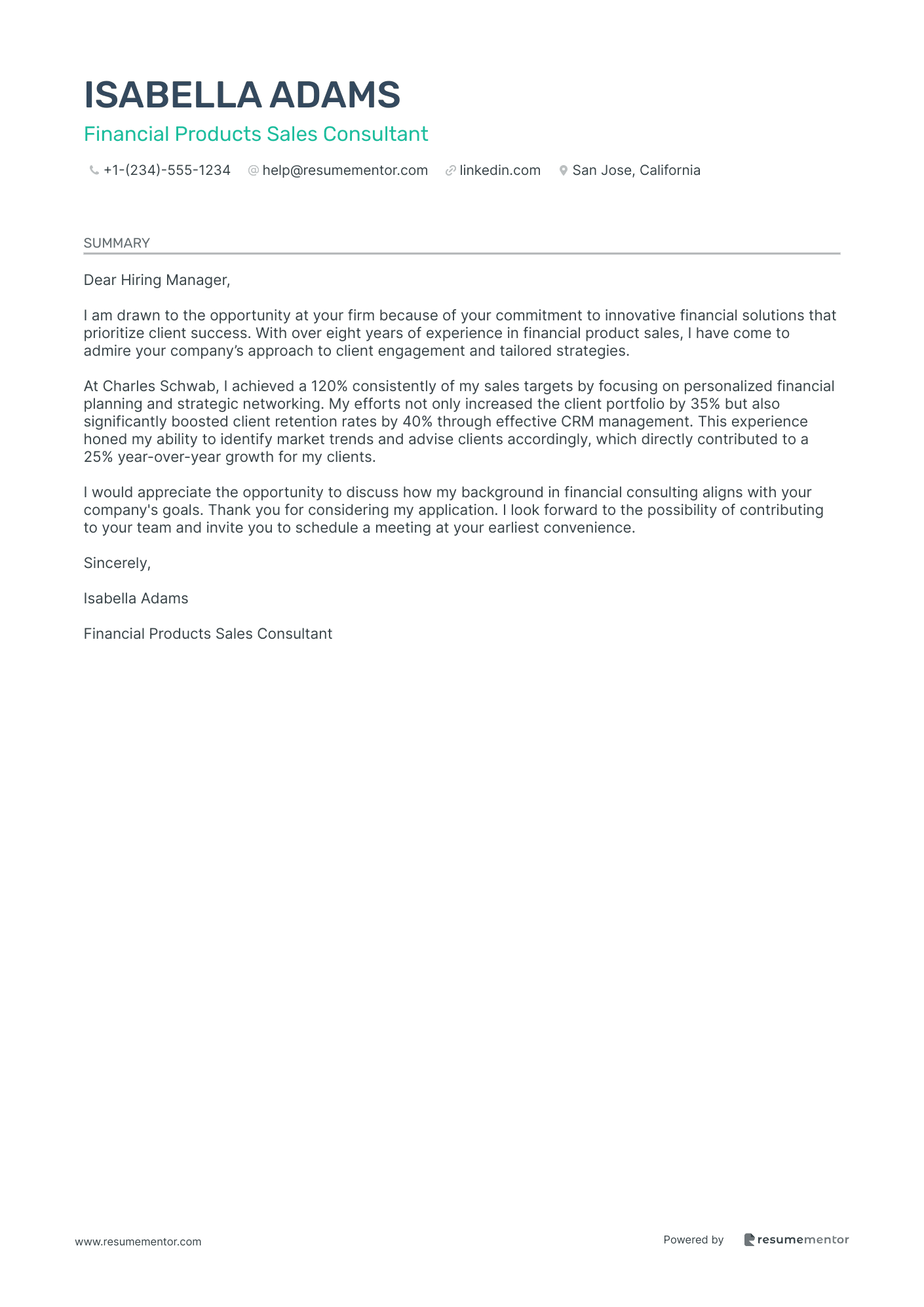 Financial Products Sales Consultant