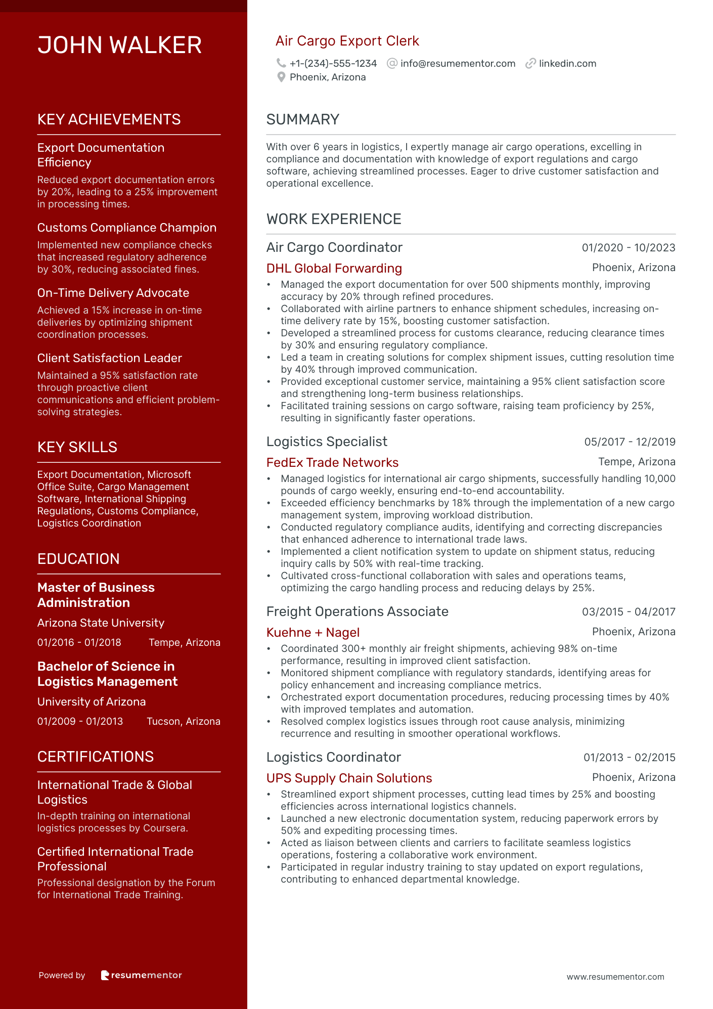 Air Cargo Export Clerk