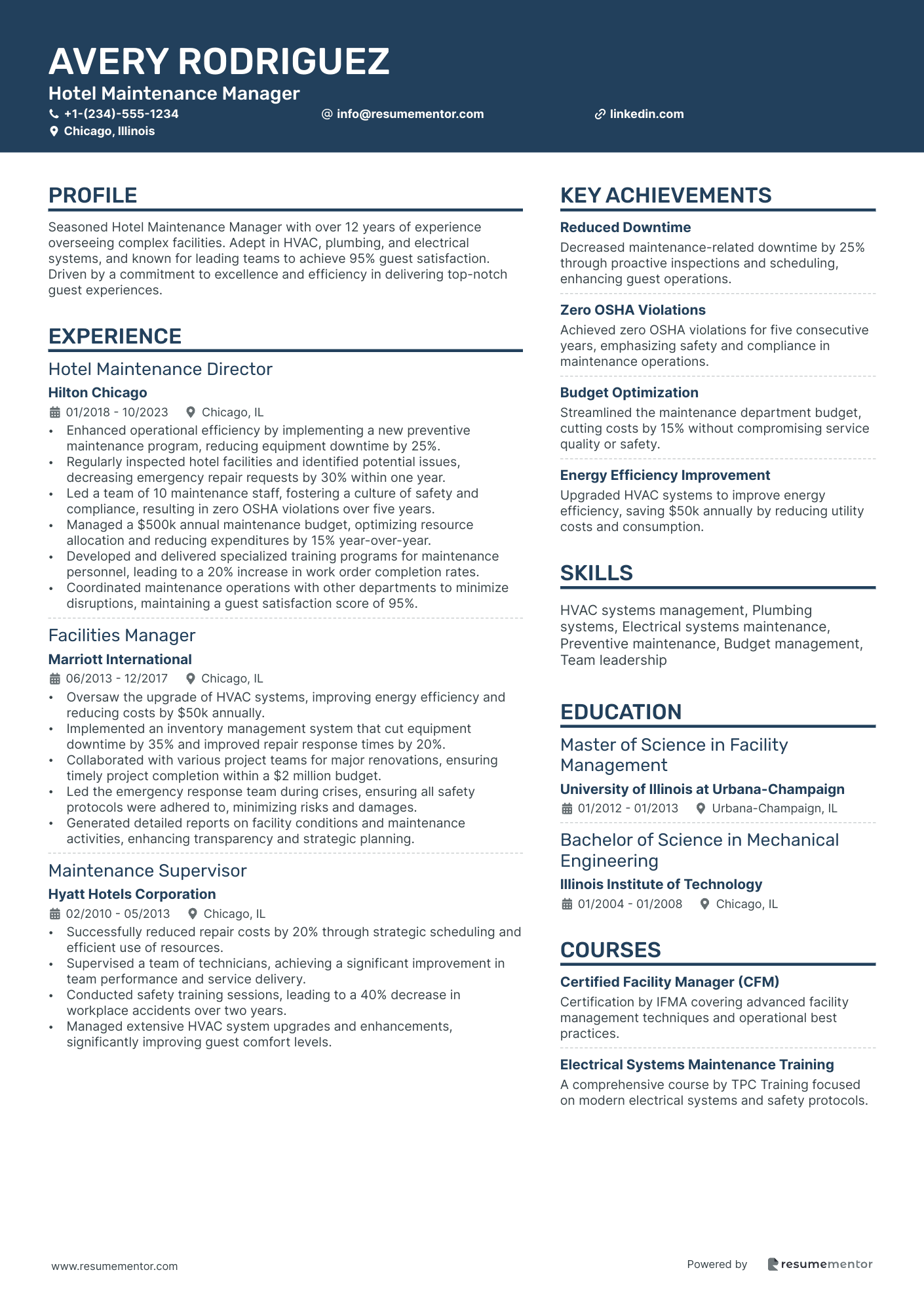 Hotel Maintenance Manager