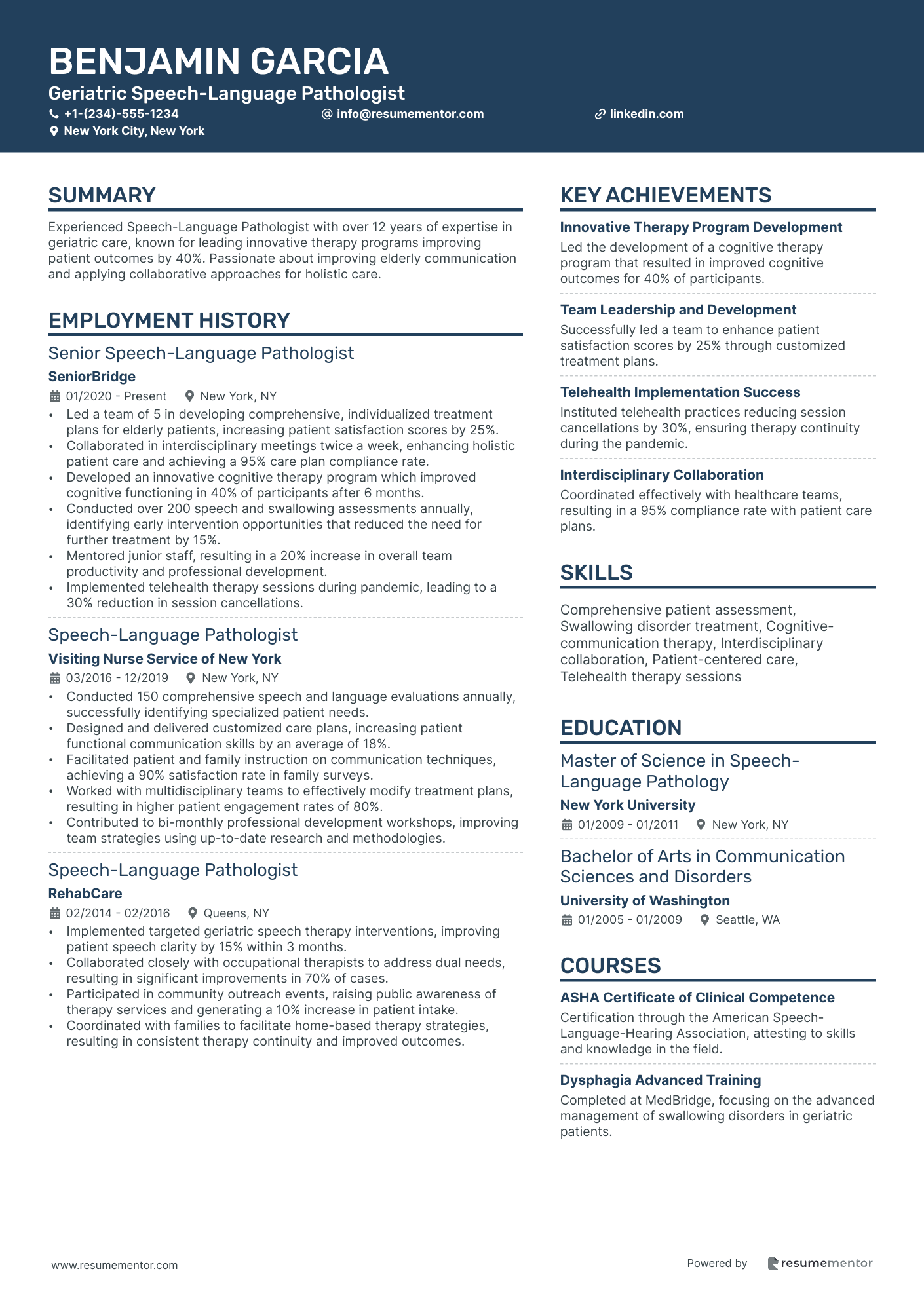 Geriatric Speech Language Pathologist