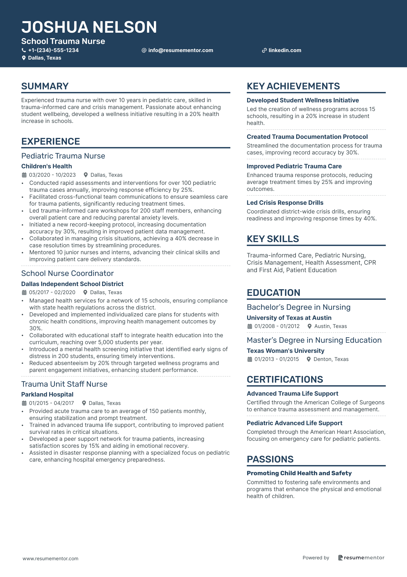 School Trauma Nurse