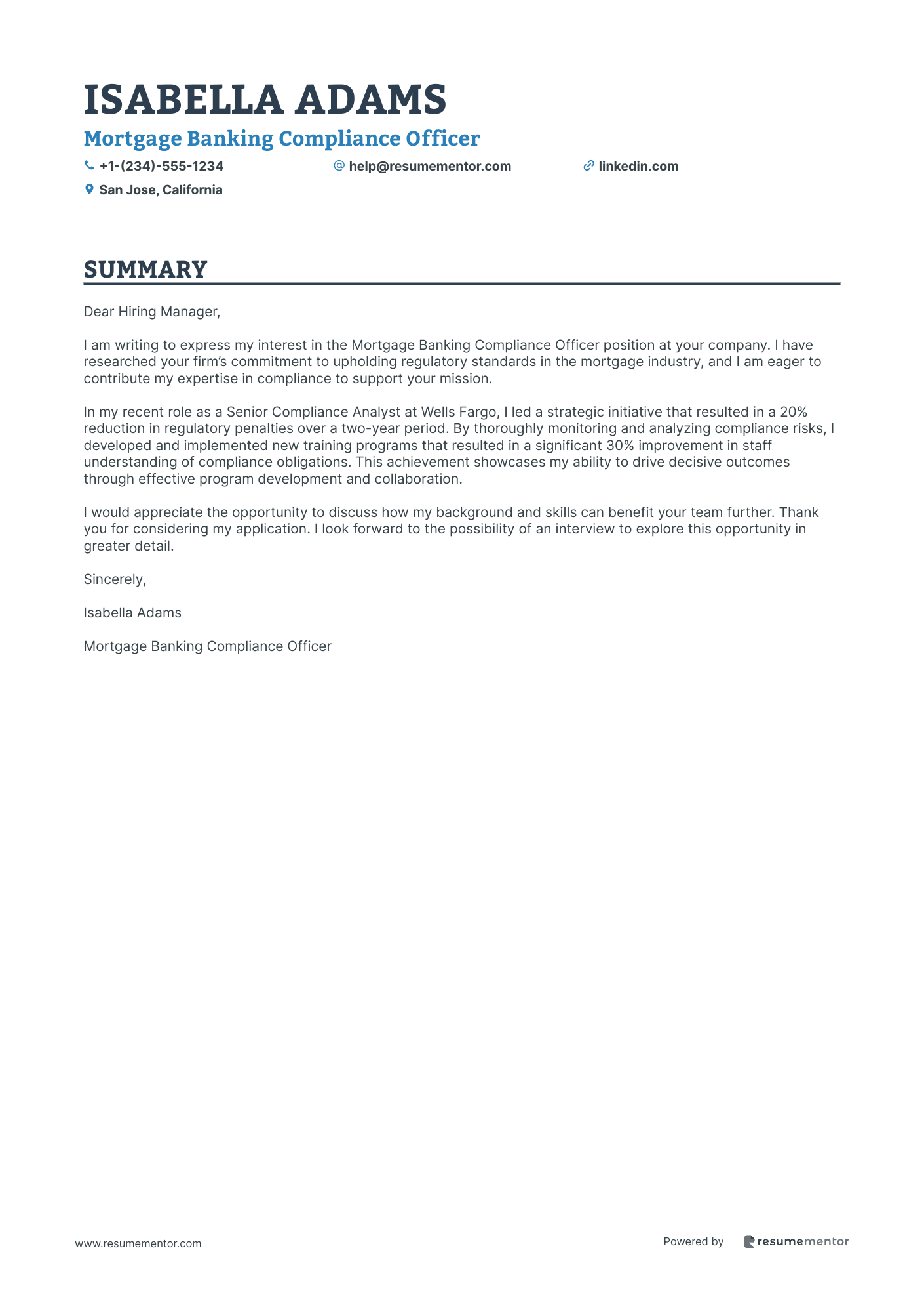 Mortgage Banking Compliance Officer