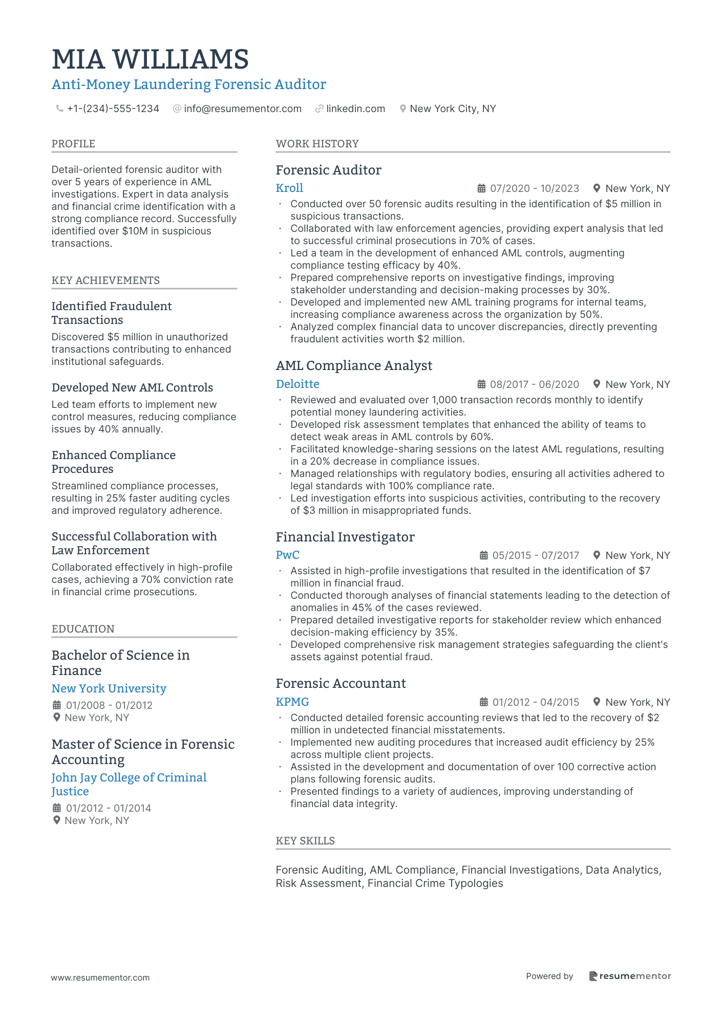 Anti Money Laundering Forensic Auditor