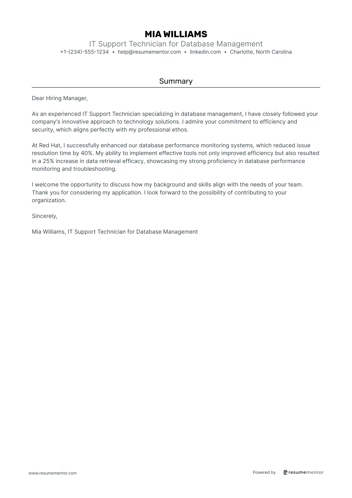 IT Support Technician for Database Management