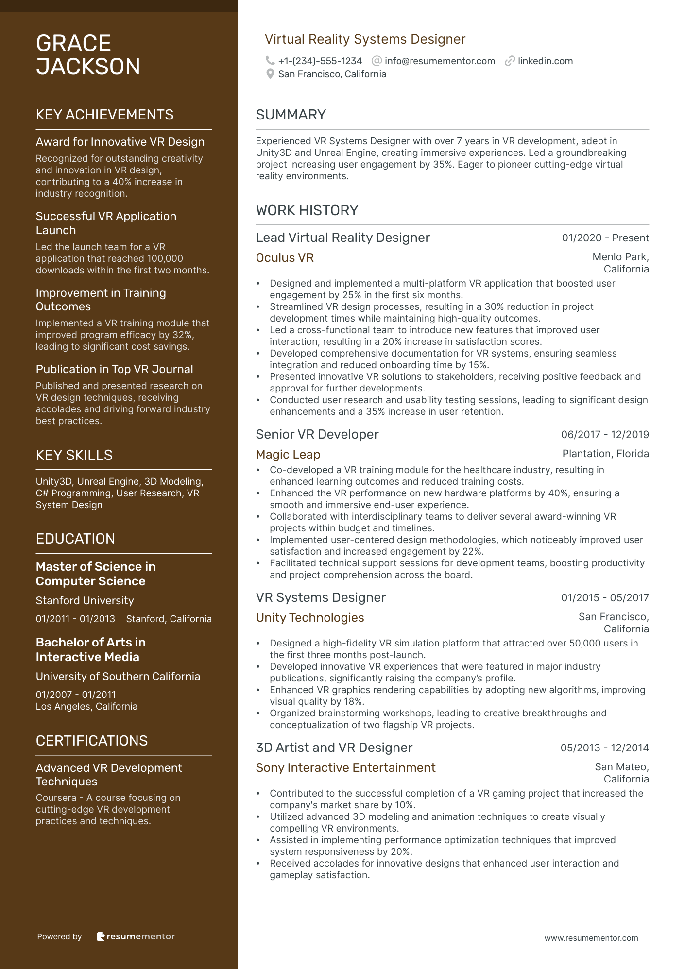 Virtual Reality Systems Designer