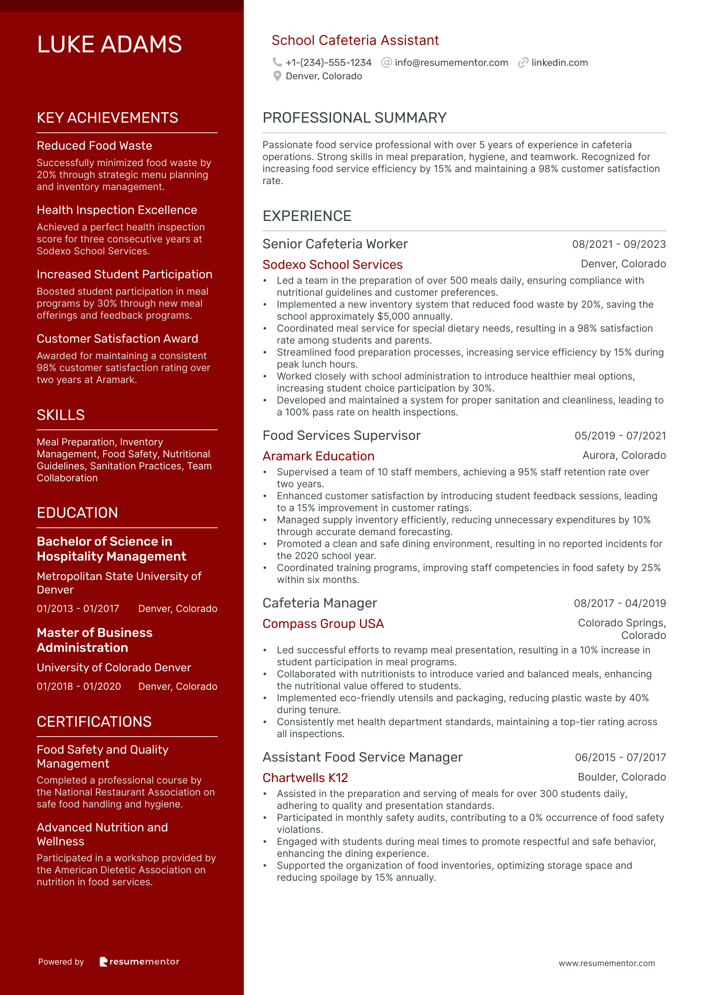 School Cafeteria Assistant