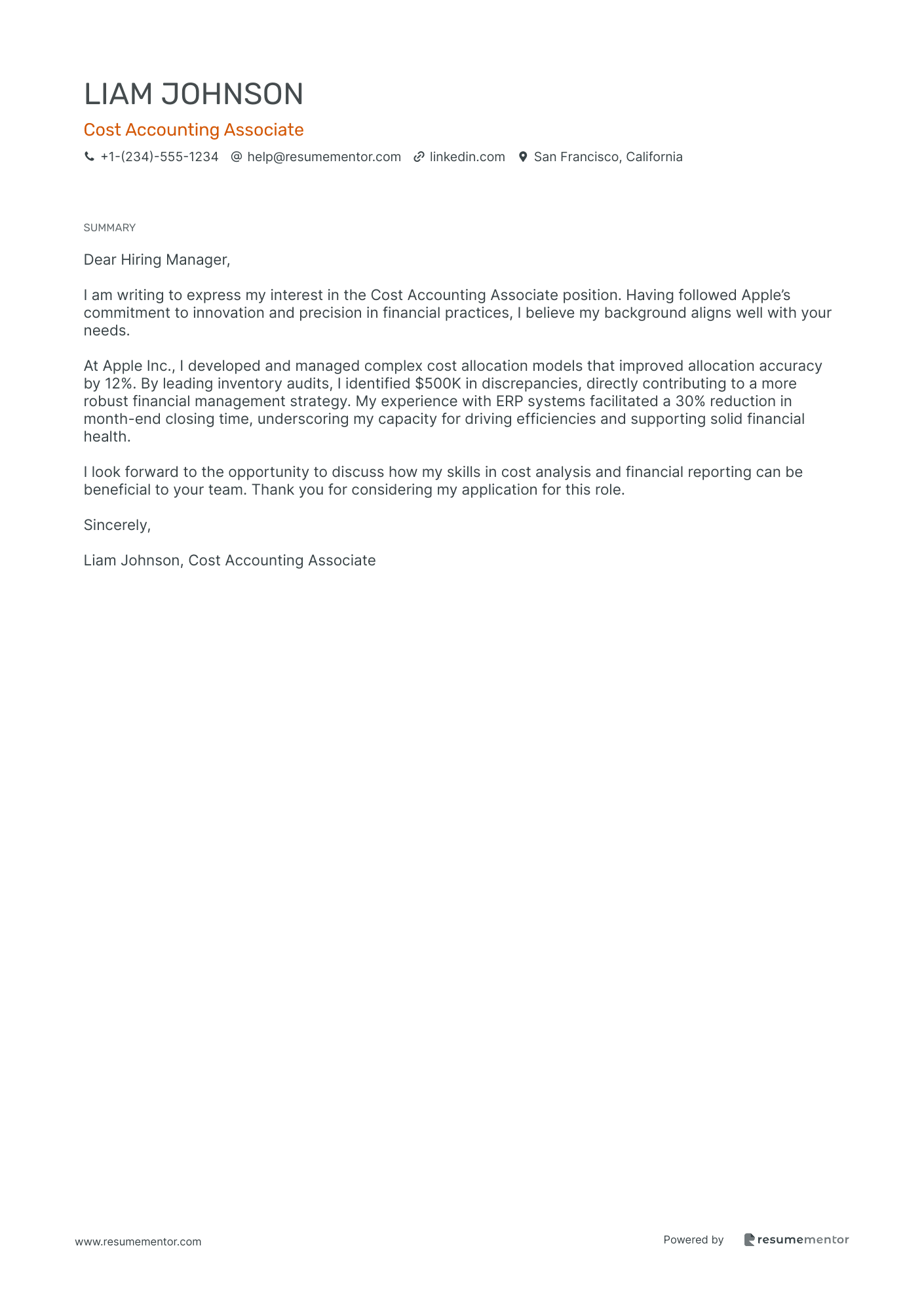 Cost Accounting Associate