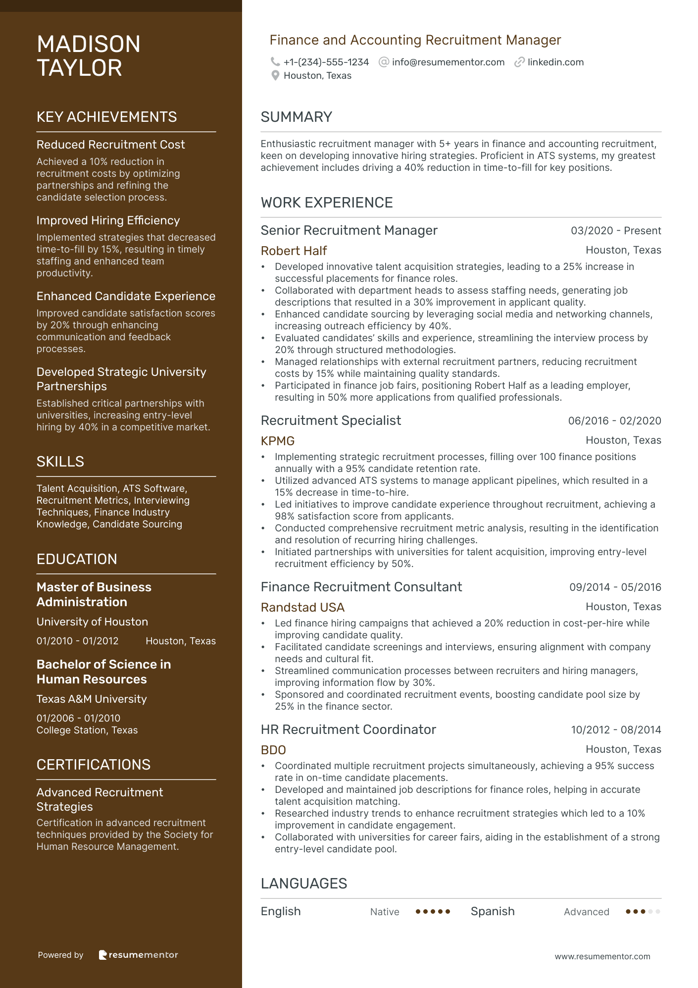 Finance and Accounting Recruitment Manager