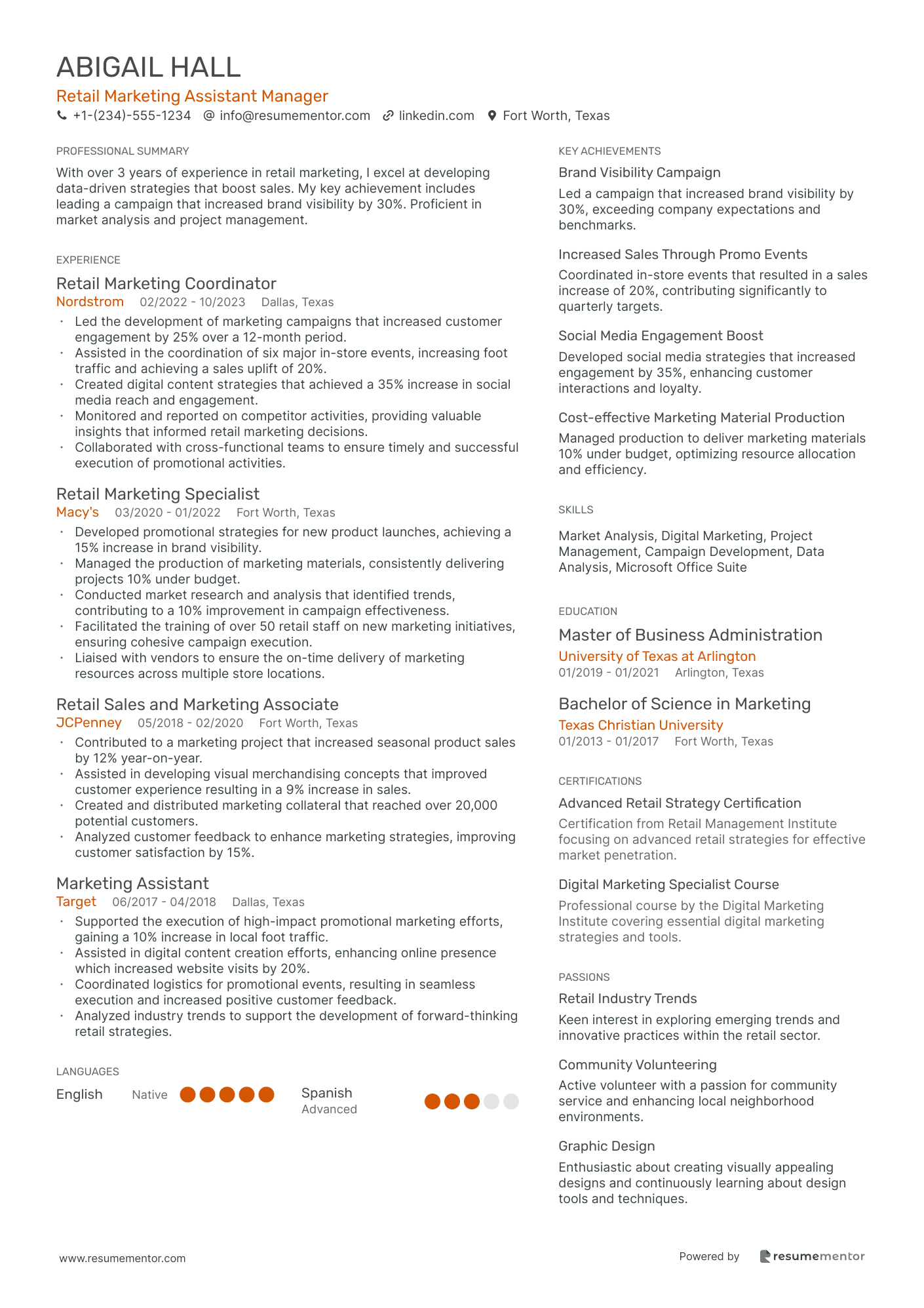 Retail Marketing Assistant Manager