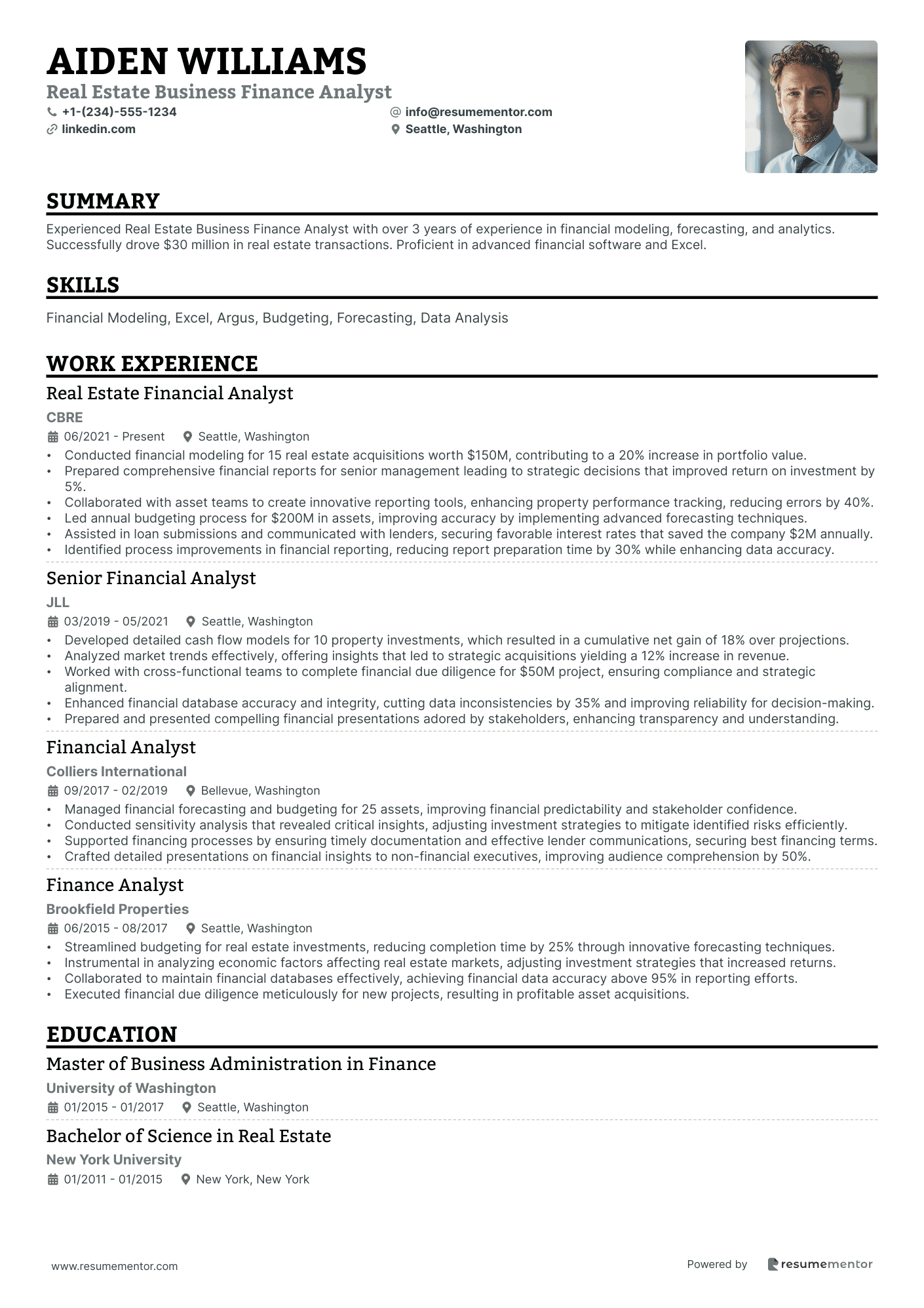 Real Estate Business Finance Analyst