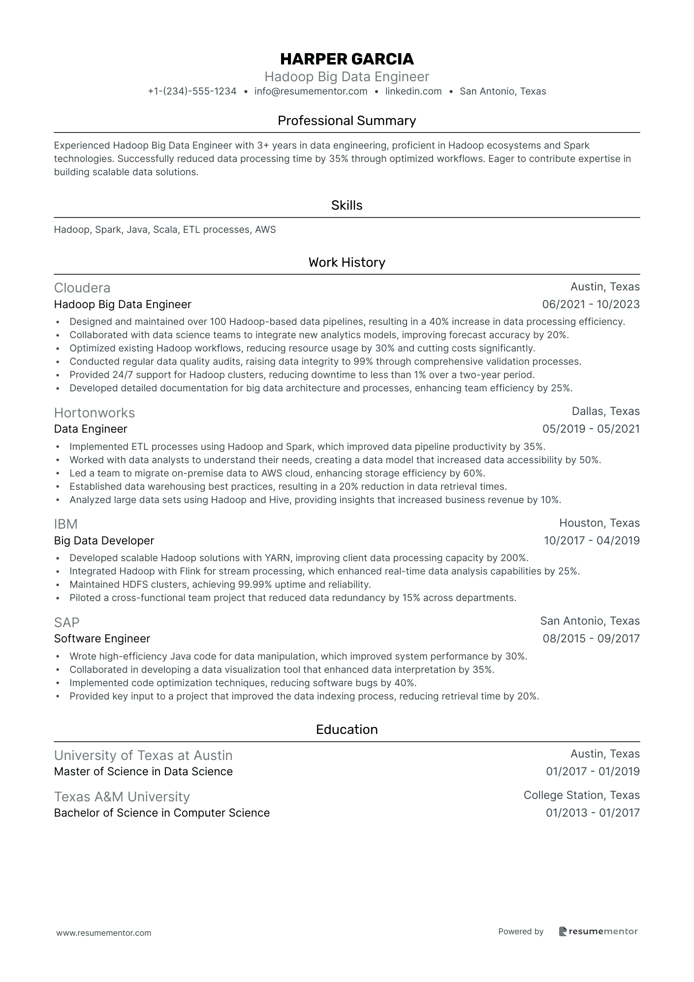 Hadoop Big Data Engineer