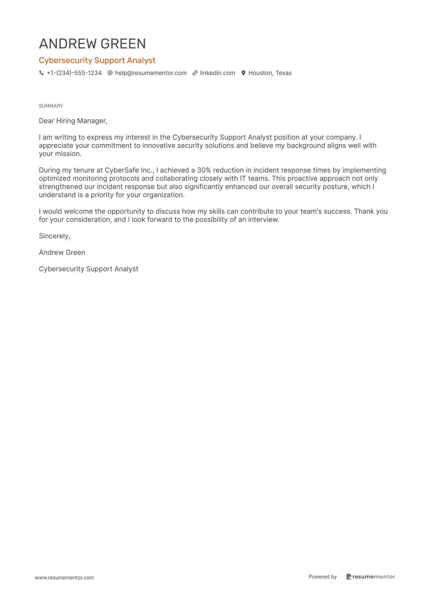 Cybersecurity Support Analyst