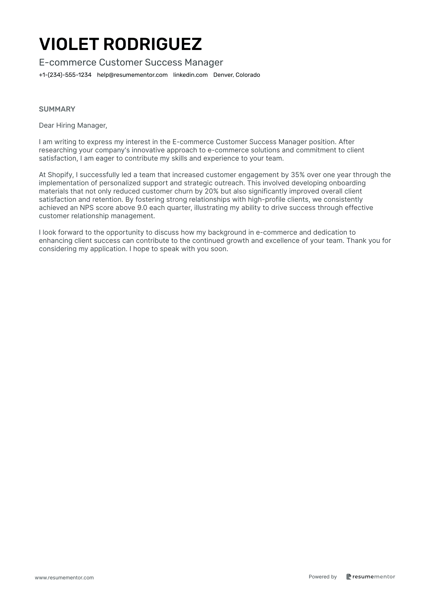 E commerce Customer Success Manager