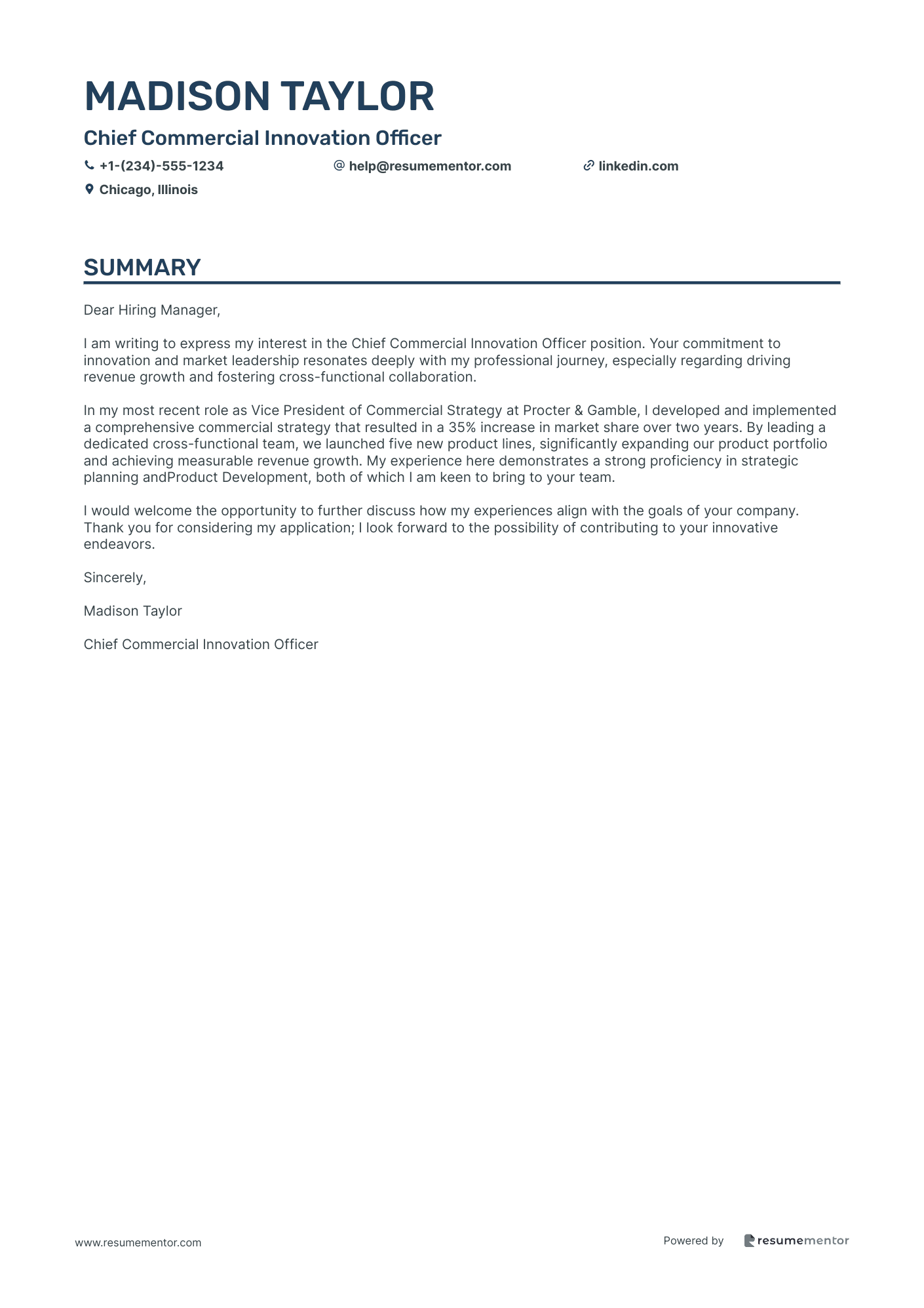 Chief Commercial Innovation Officer