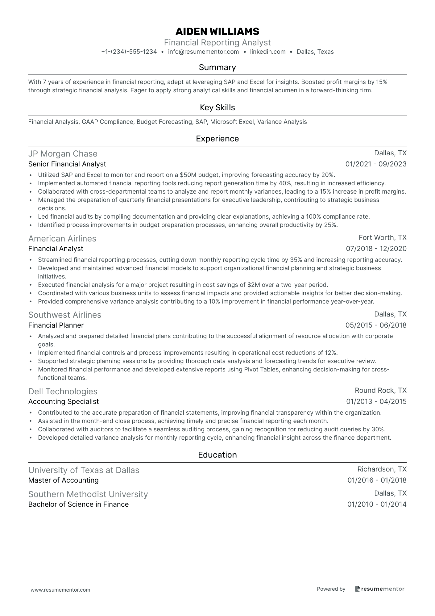 Financial Reporting Analyst