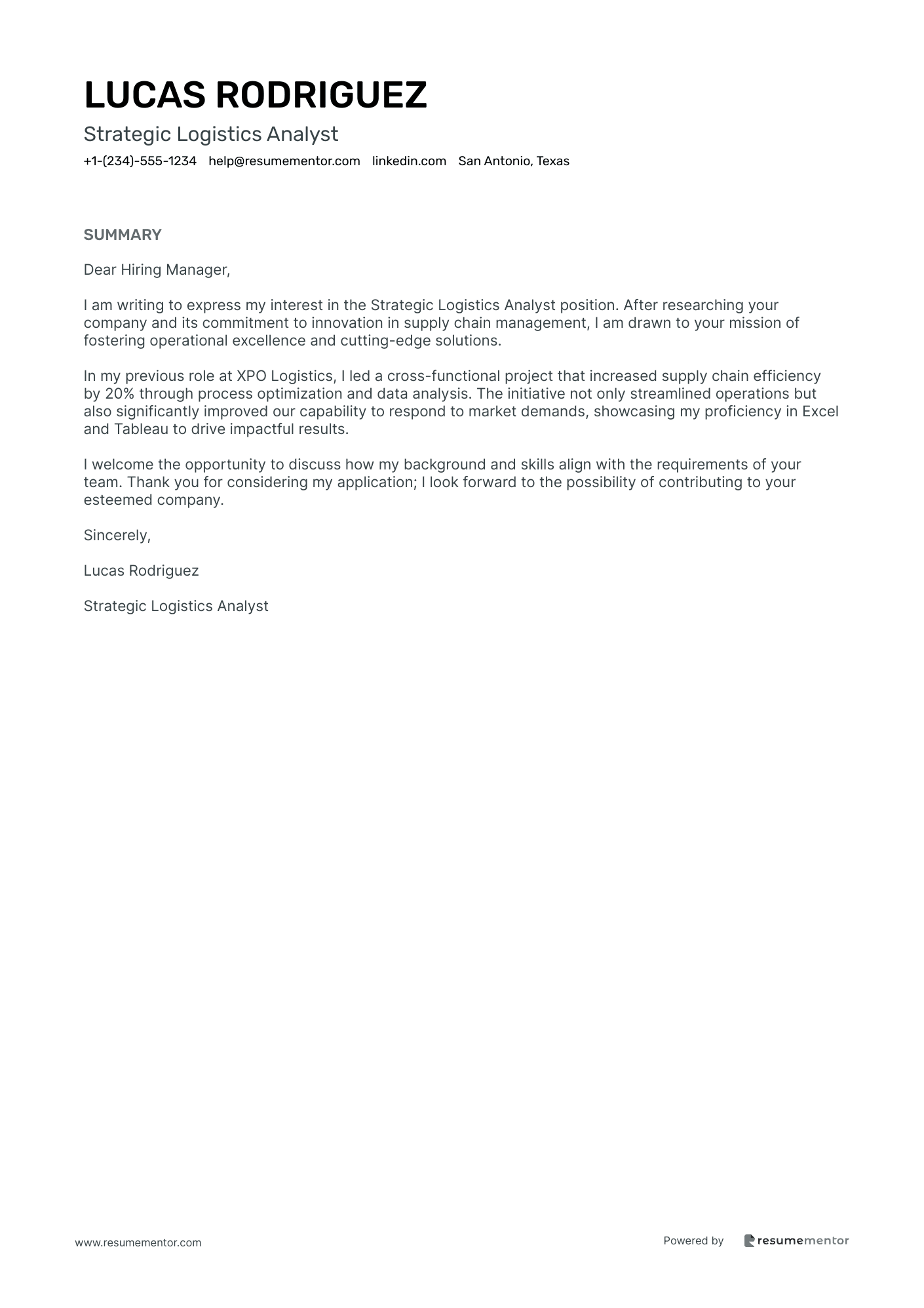 Strategic Logistics Analyst