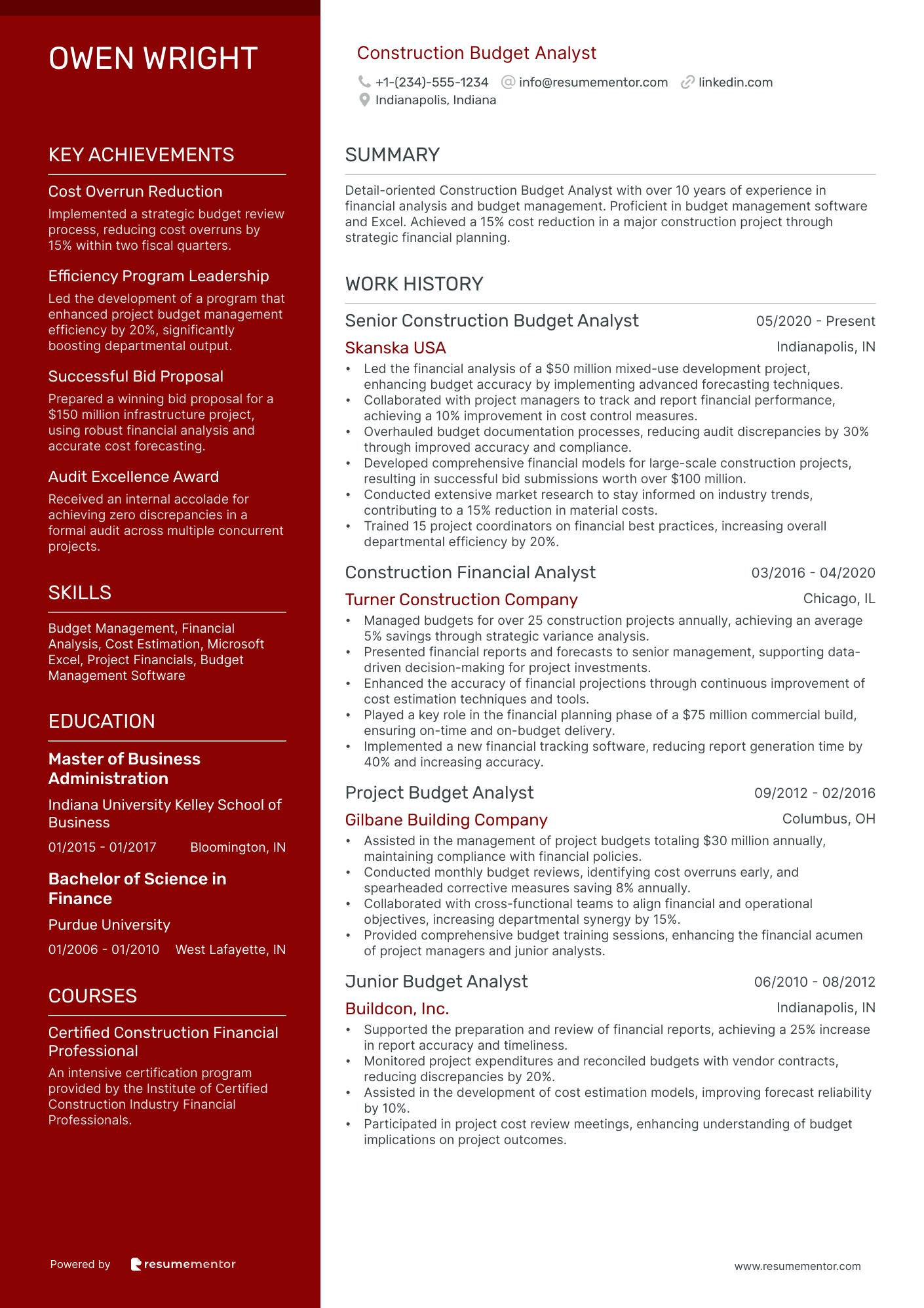 Construction Budget Analyst