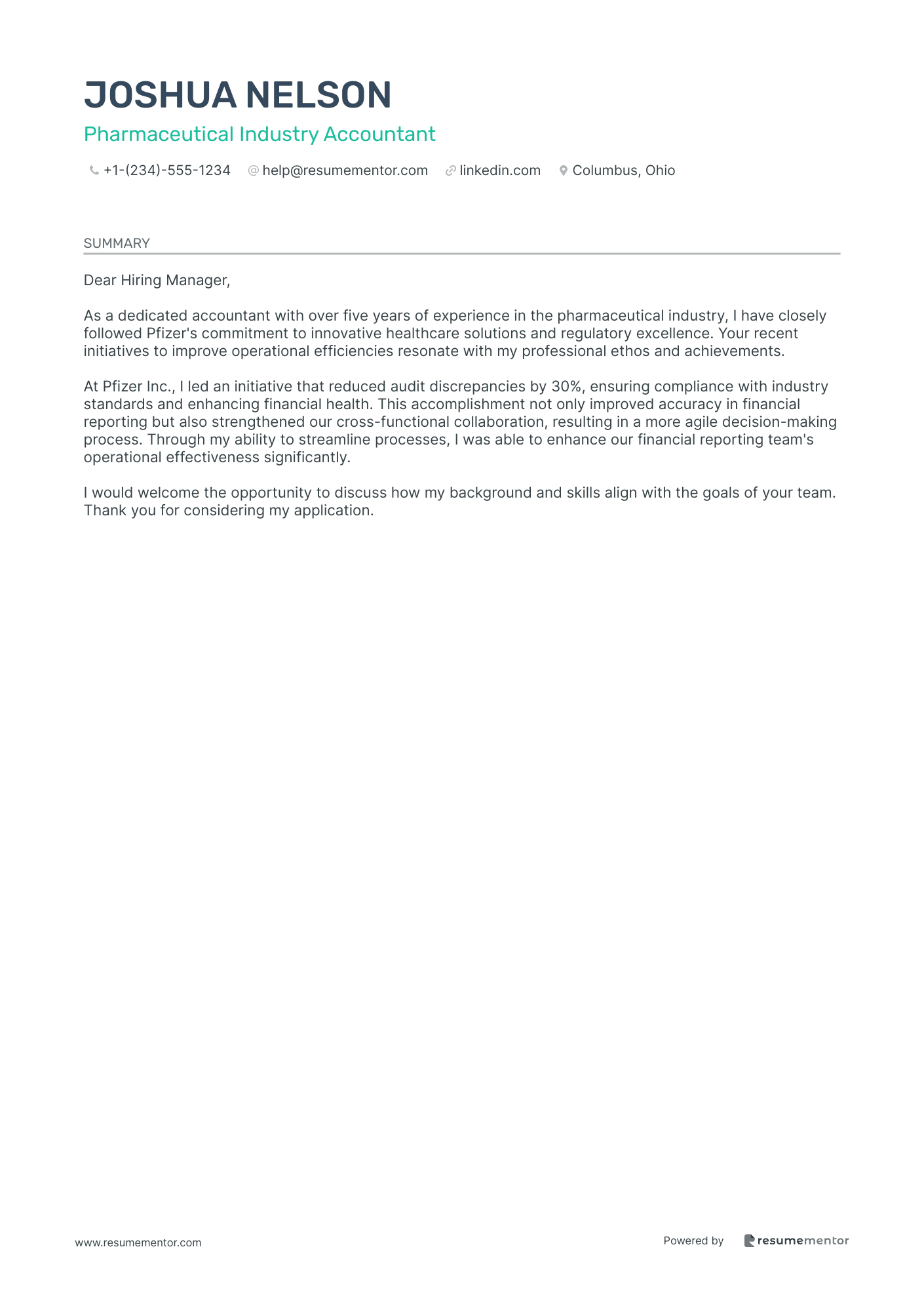 Pharmaceutical Industry Accountant