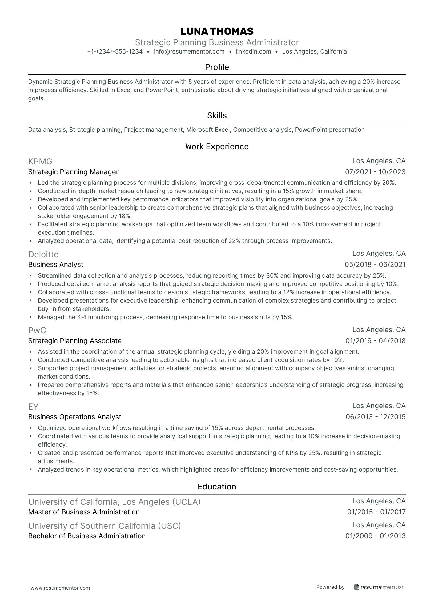 Strategic Planning Business Administrator