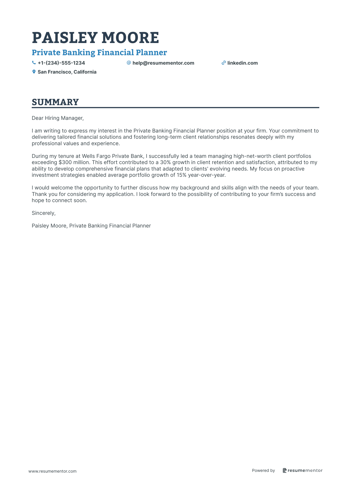Private Banking Financial Planner