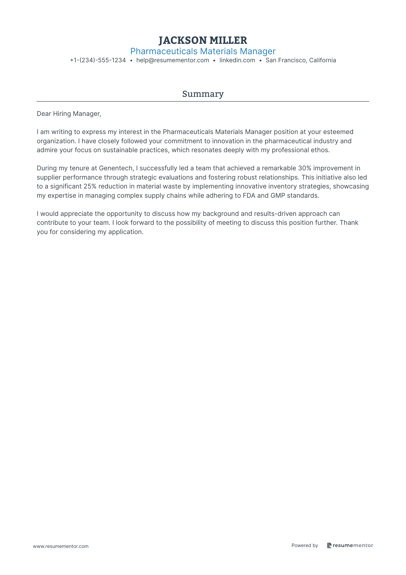 Pharmaceuticals Materials Manager