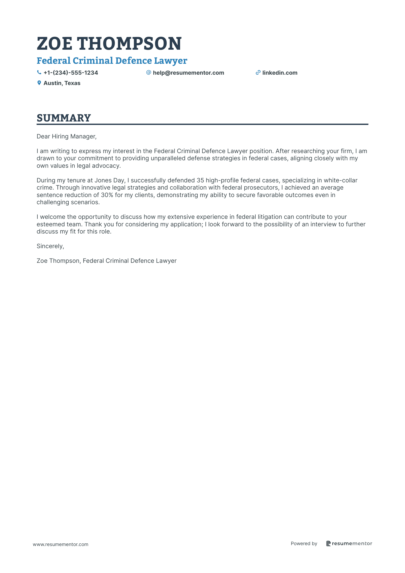 Federal Criminal Defence Lawyer