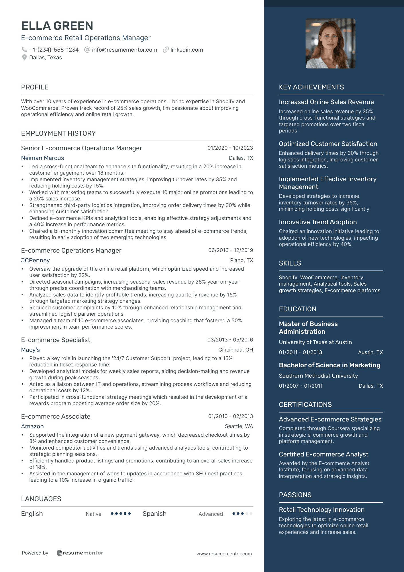 E commerce Retail Operations Manager