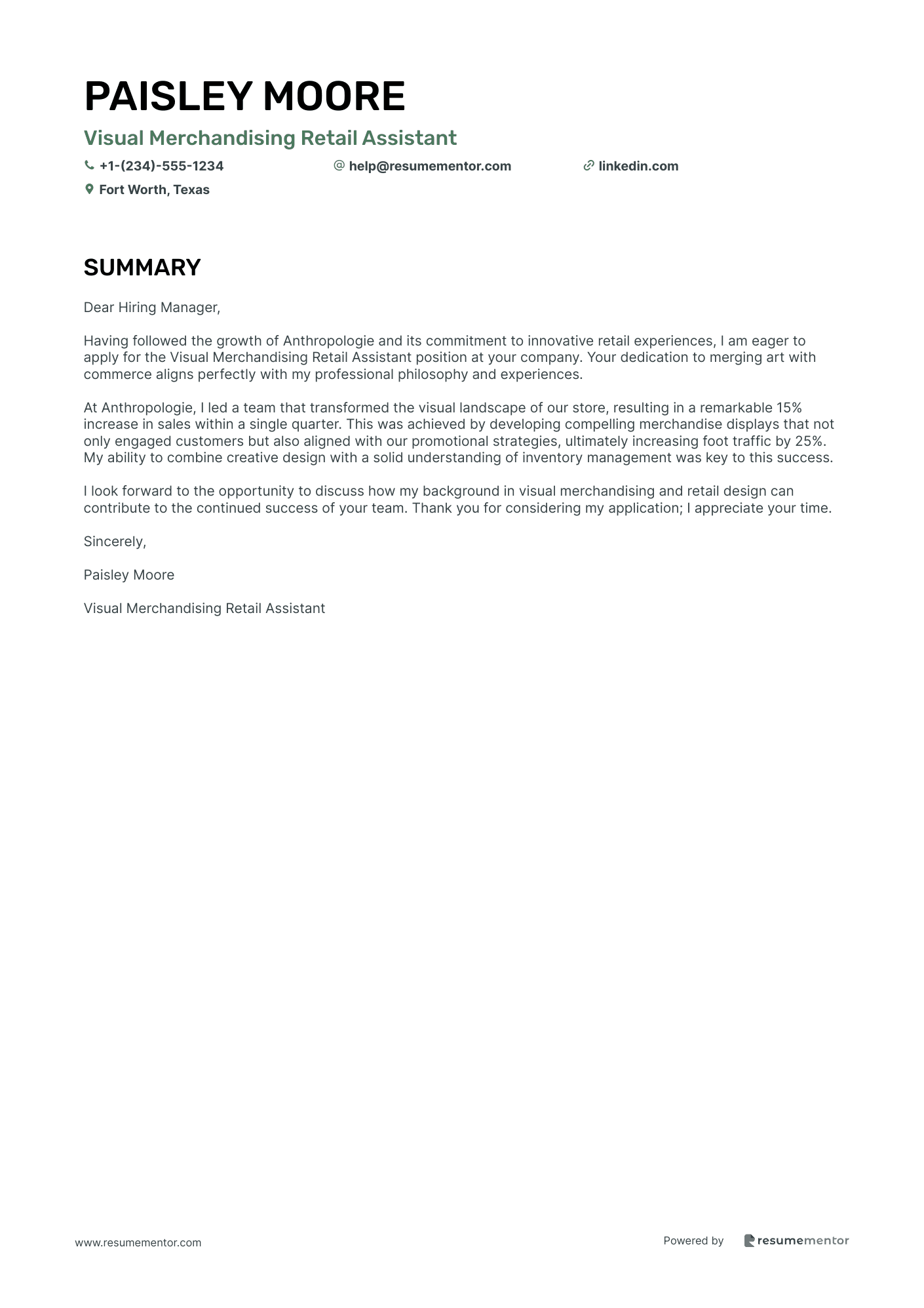 Visual Merchandising Retail Assistant