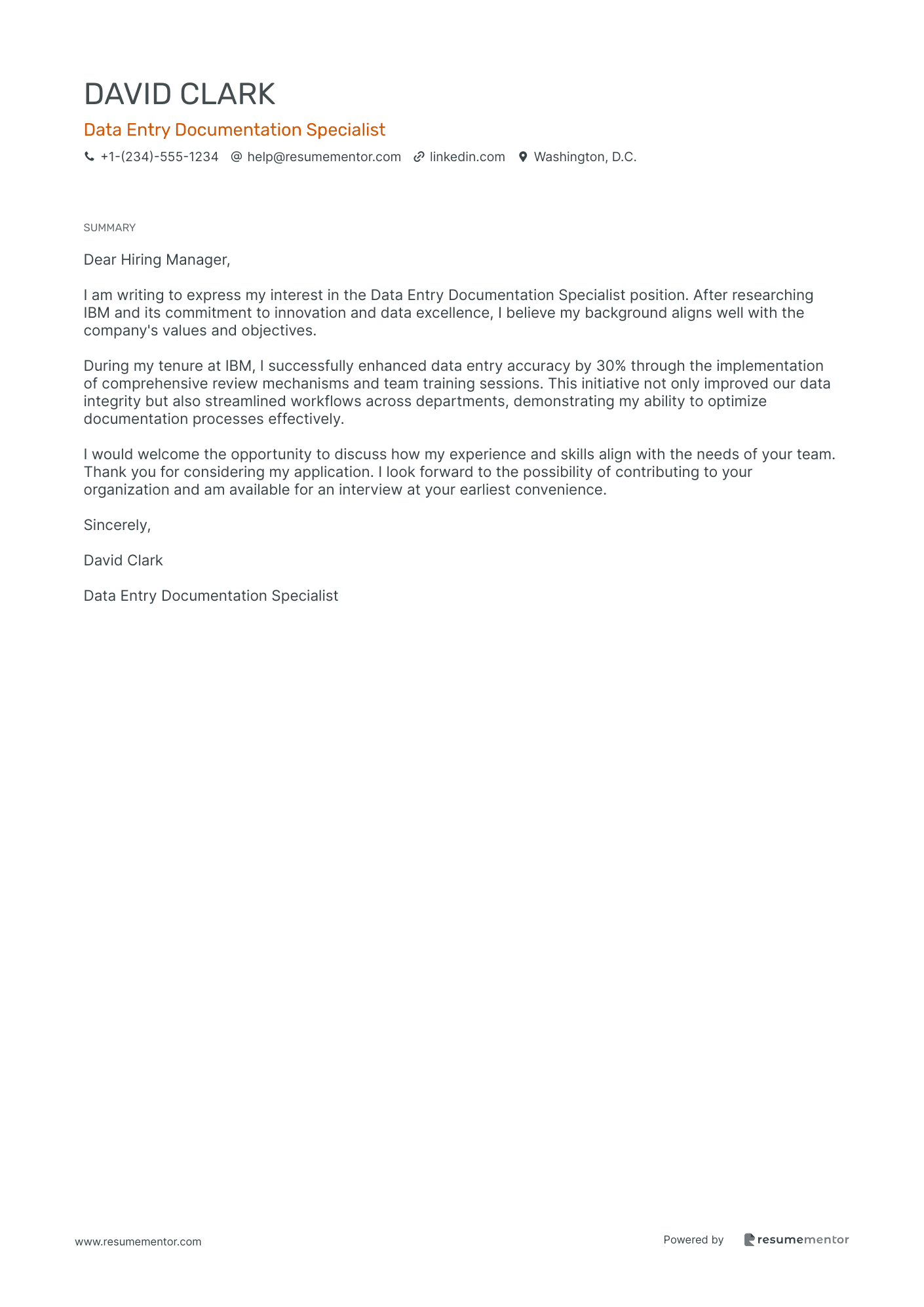Data Entry Documentation Specialist