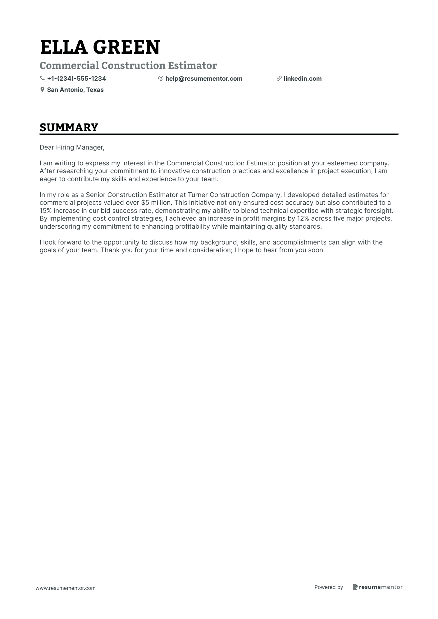 Commercial Construction Estimator