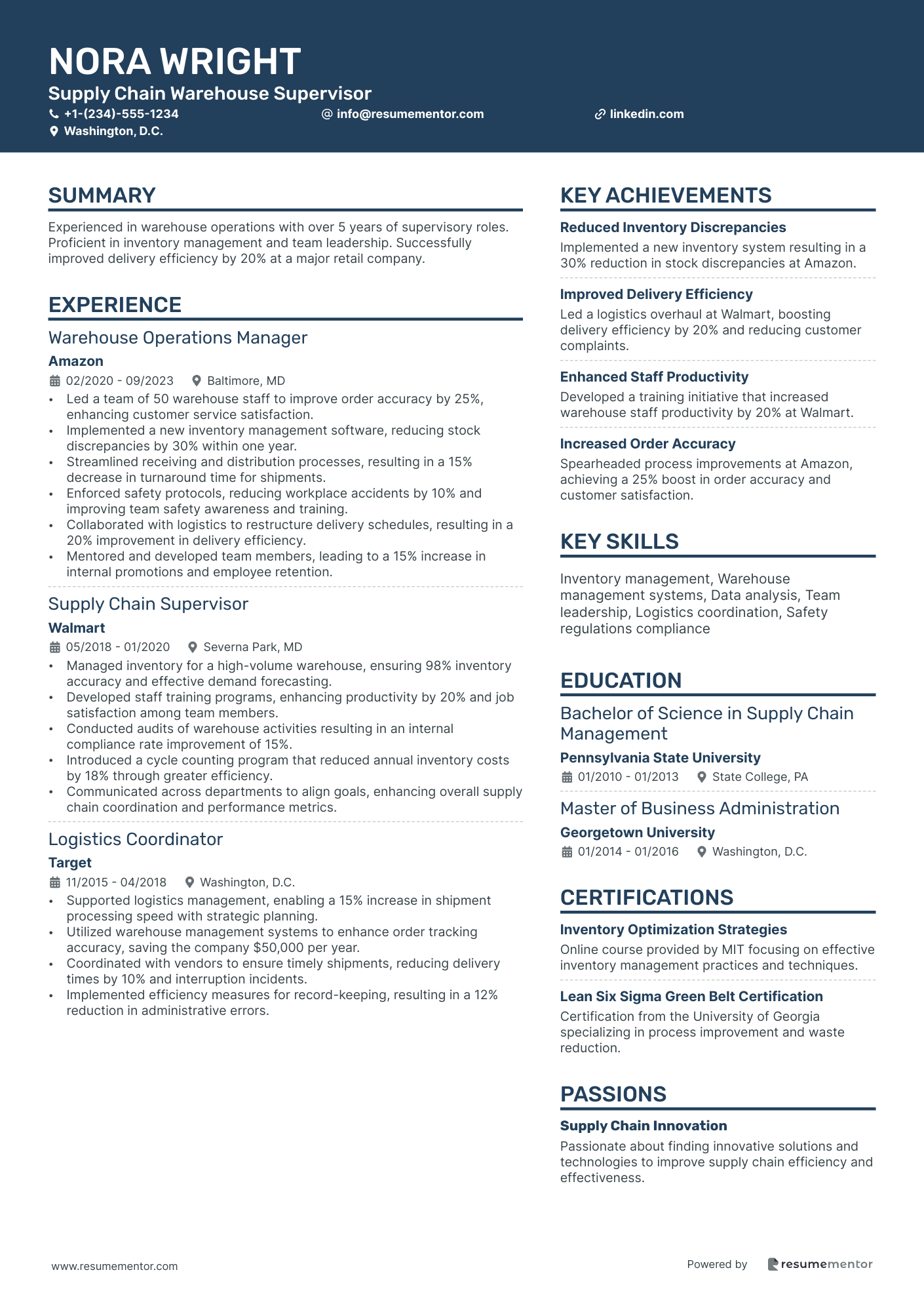 Supply Chain Warehouse Supervisor