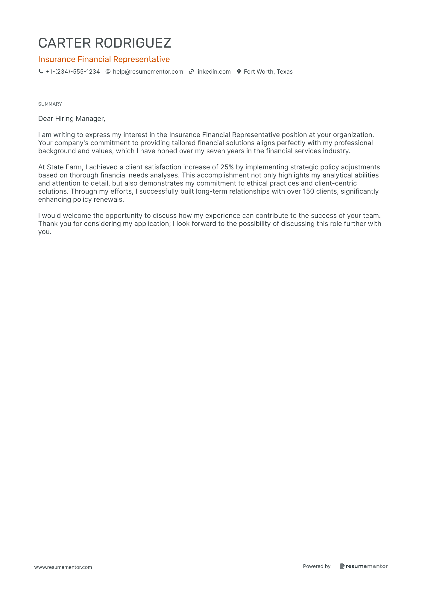 Insurance Financial Representative