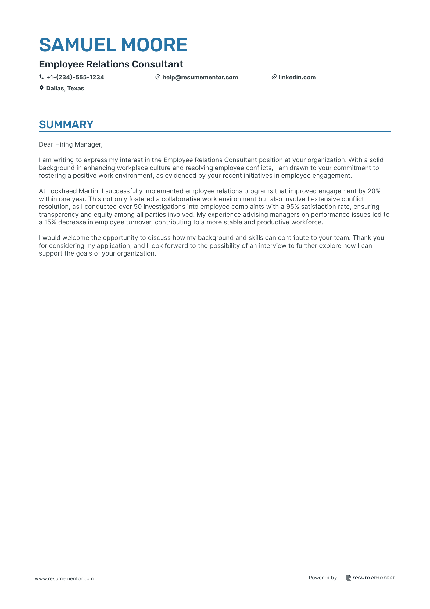 Employee Relations Consultant