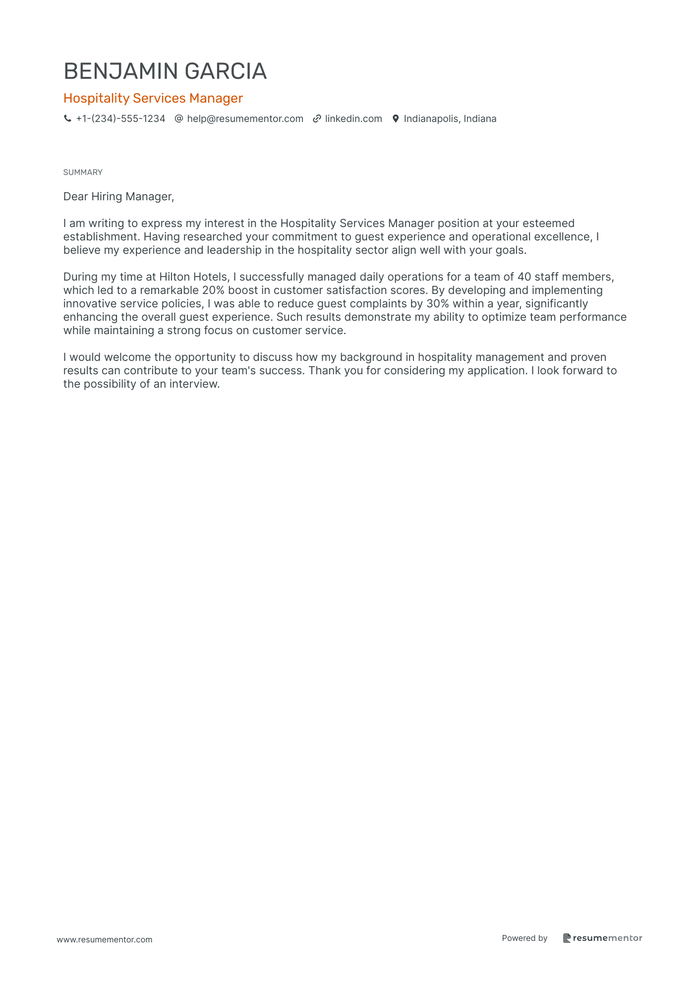 Hospitality Services Manager