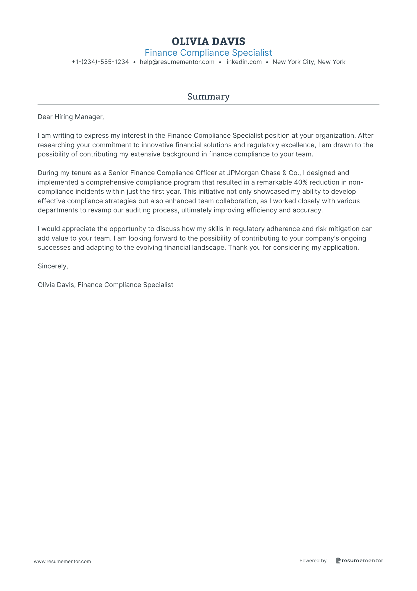 Finance Compliance Specialist