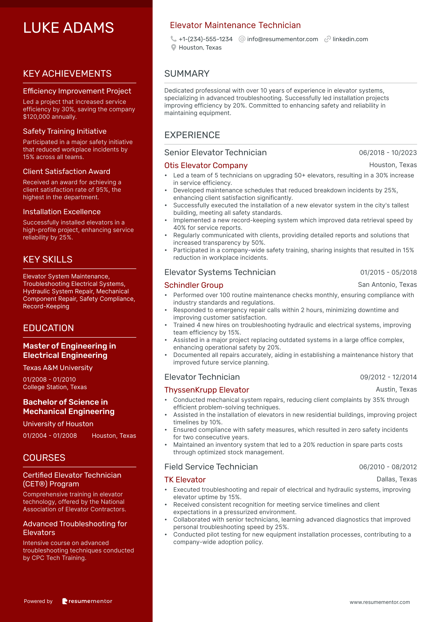 Elevator Maintenance Technician