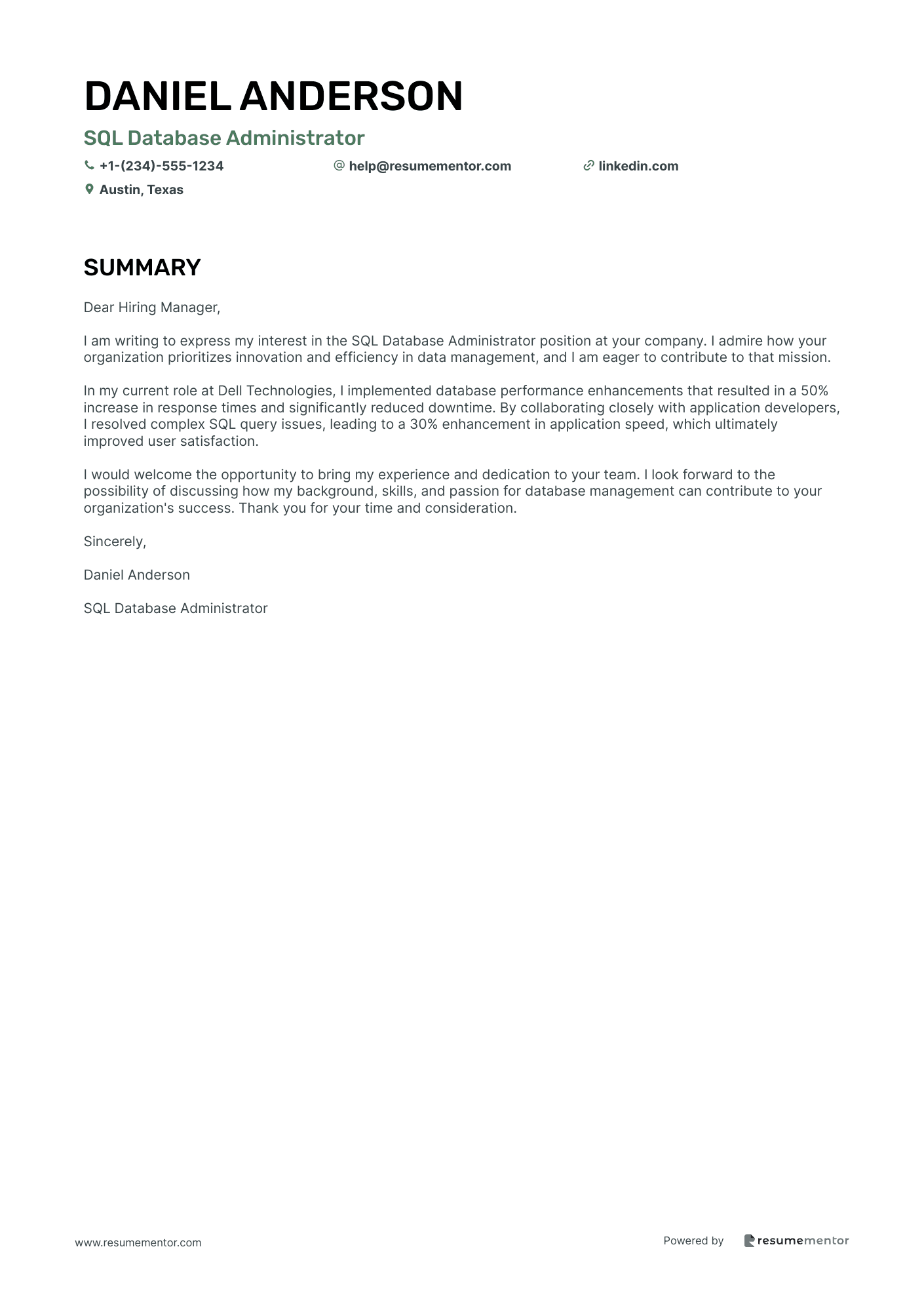 SQL Database Administrator
