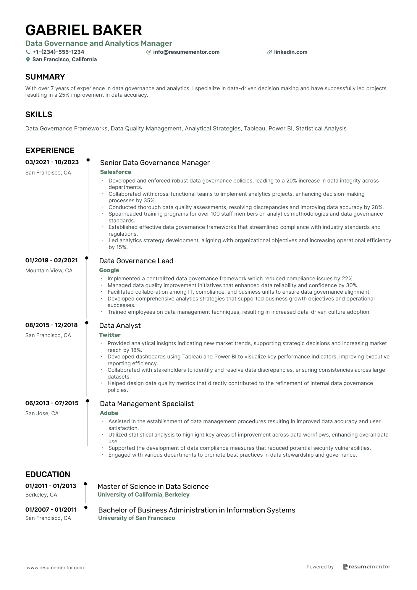 Data Governance and Analytics Manager