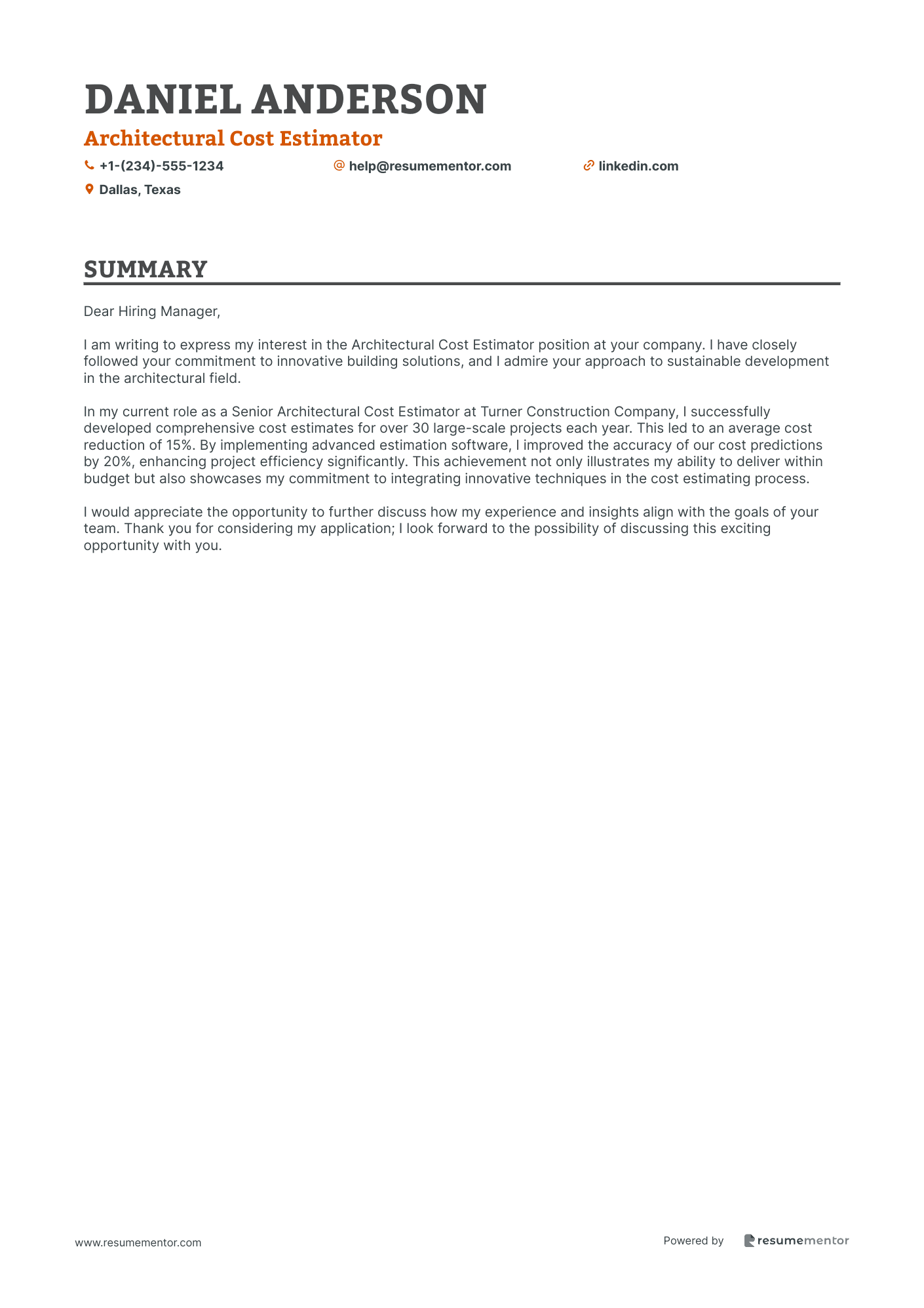 Architectural Cost Estimator