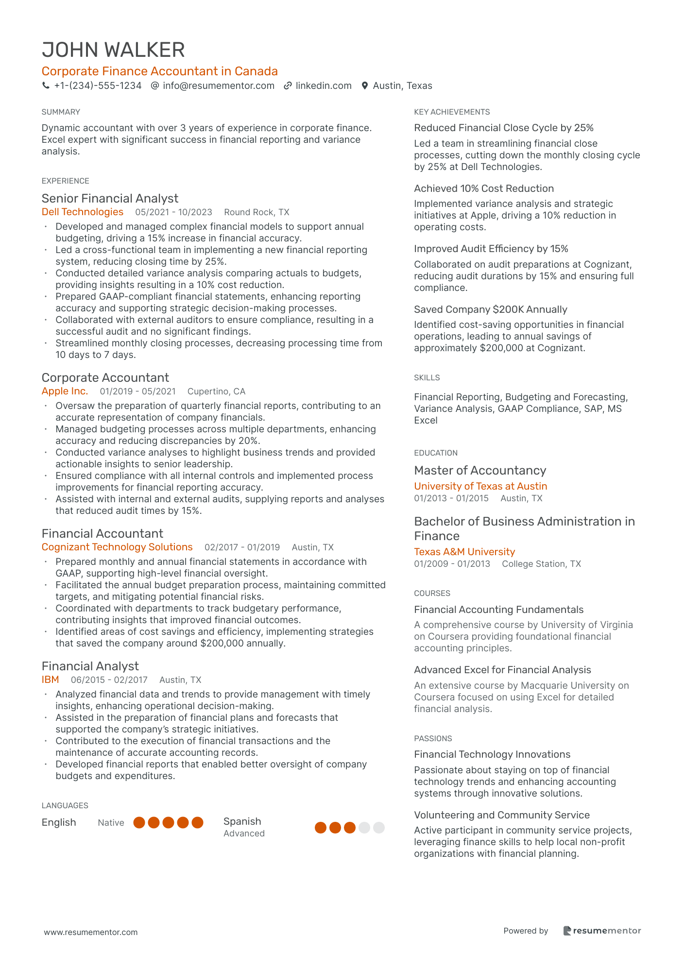 Corporate Finance Accountant in Canada