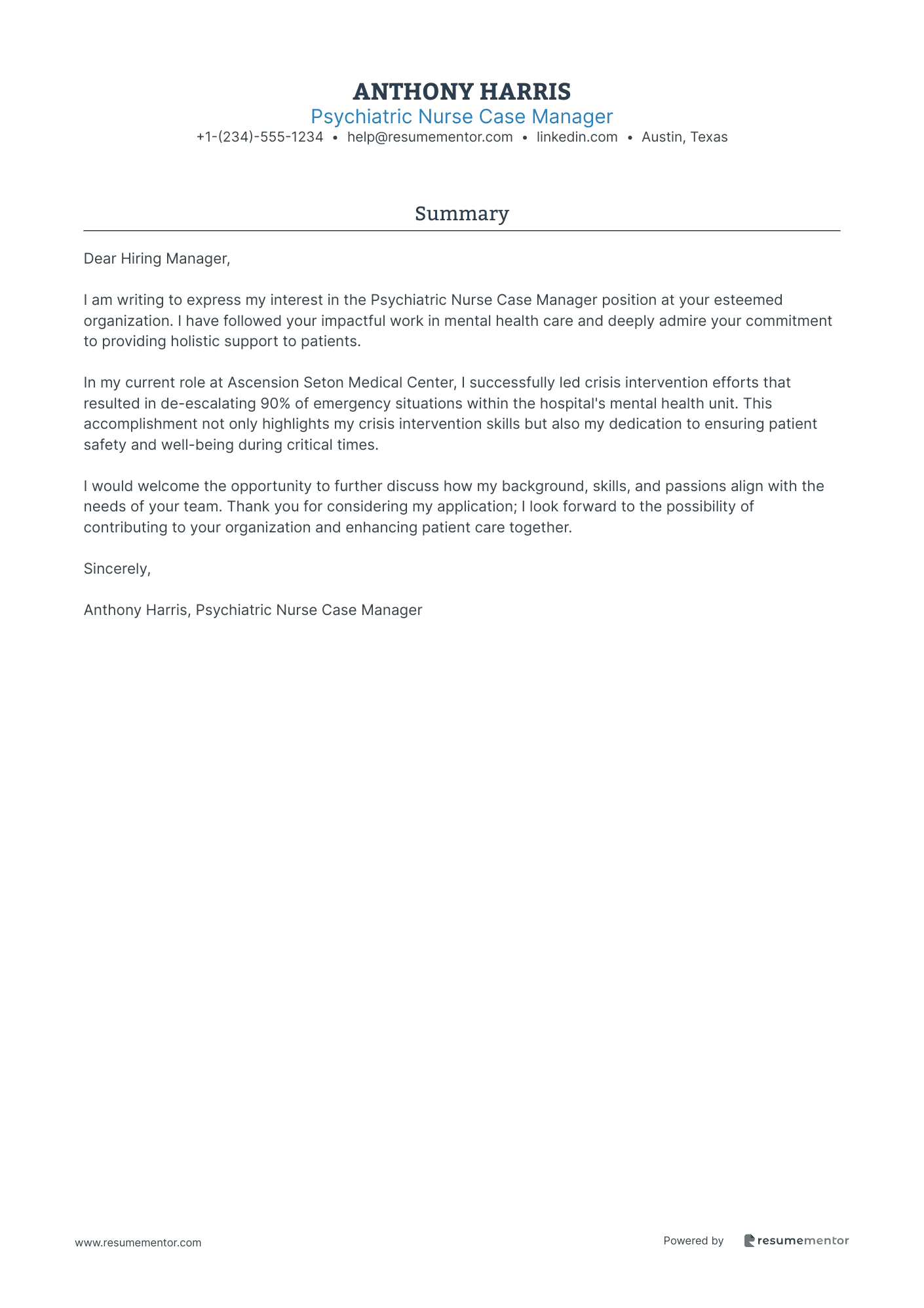 Psychiatric Nurse Case Manager