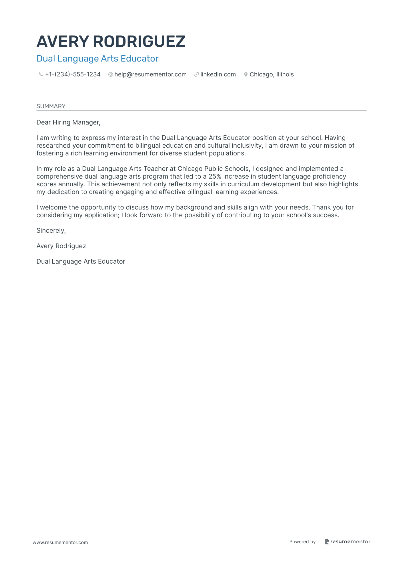 Dual Language Arts Educator