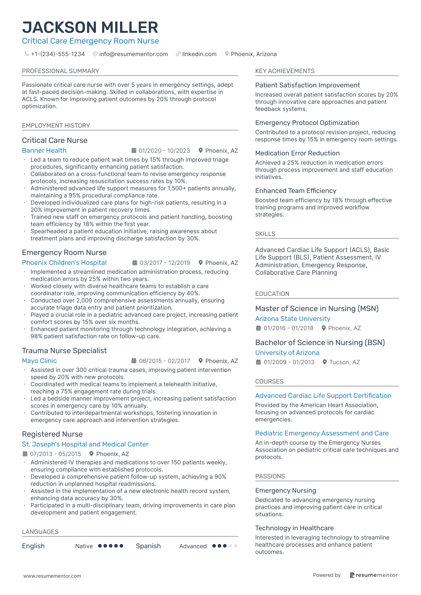 Critical Care Emergency Room Nurse