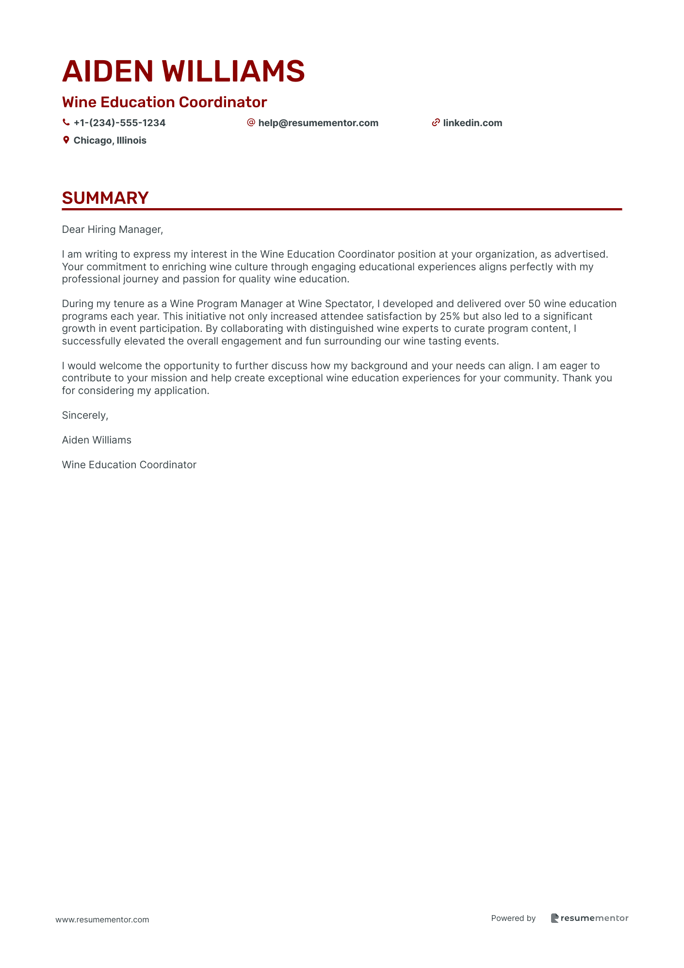 Wine Education Coordinator