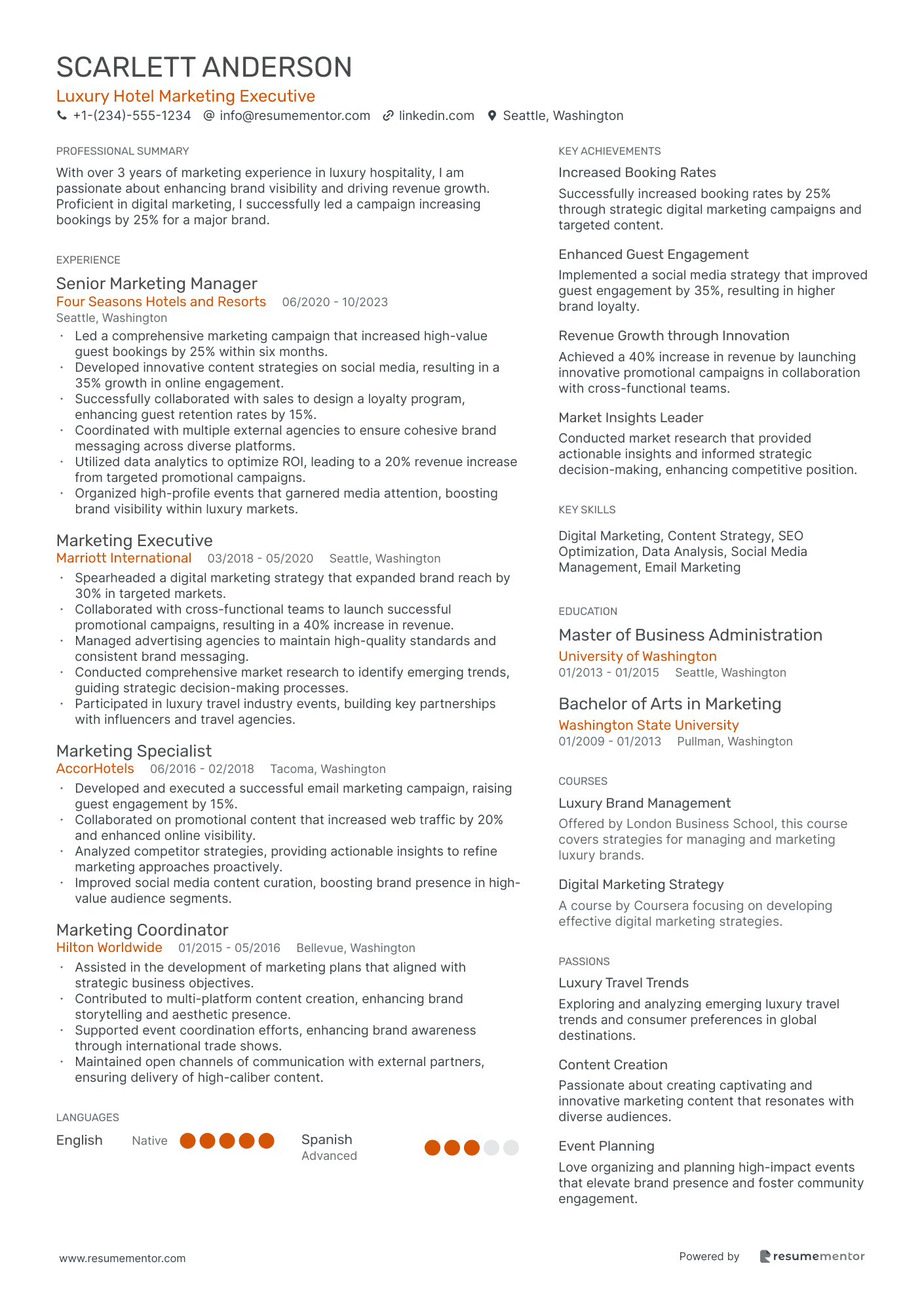 Luxury Hotel Marketing Executive