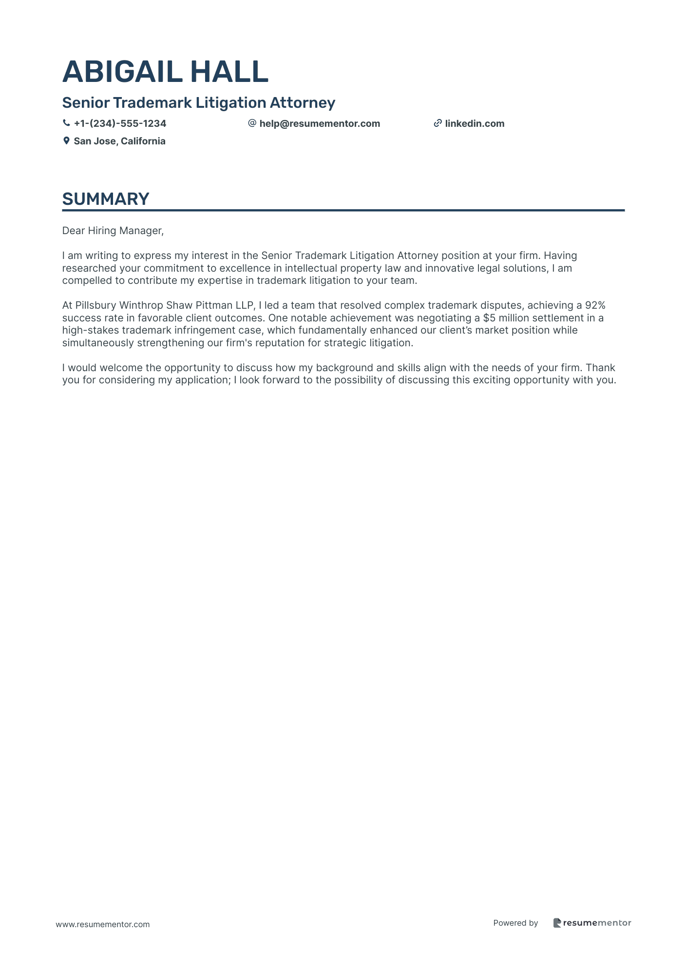 Senior Trademark Litigation Attorney