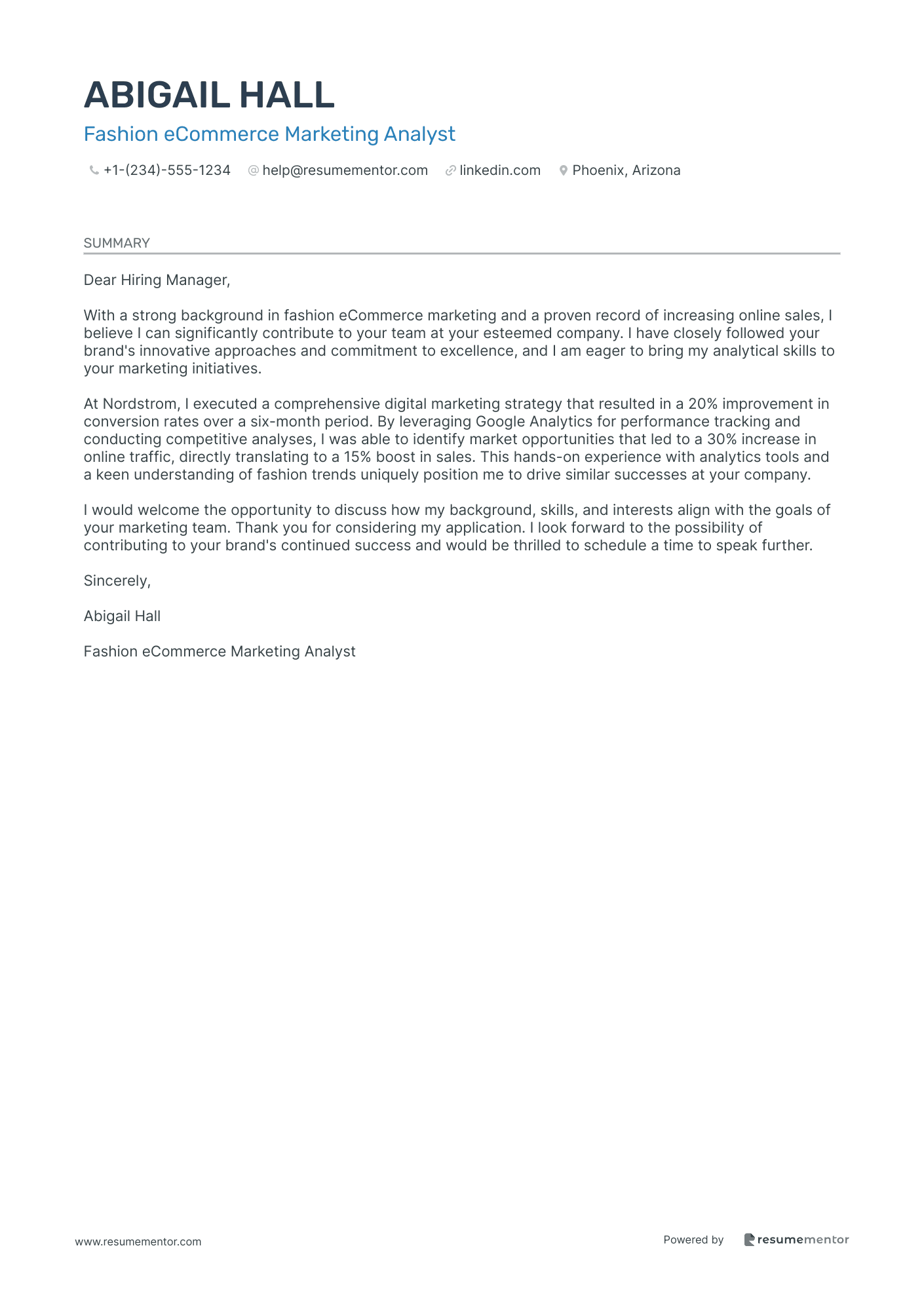 Fashion eCommerce Marketing Analyst